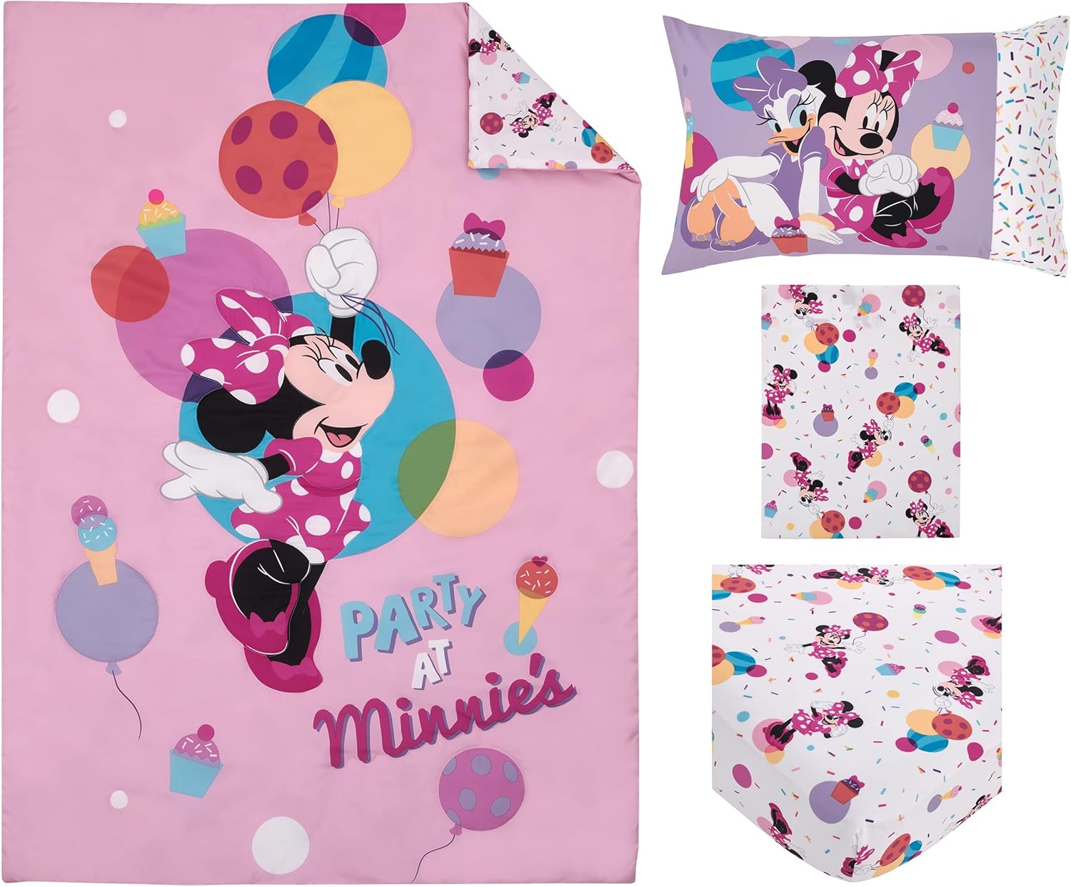 NoJo Disney Minnie Mouse Party Bed Set 4 Piece