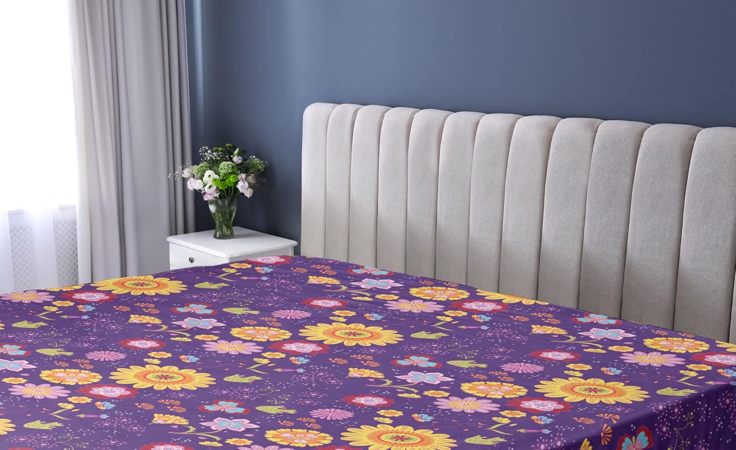 Ambesonne Flower Fitted Sheet Daisy Chamomile Lily Cartoon California King