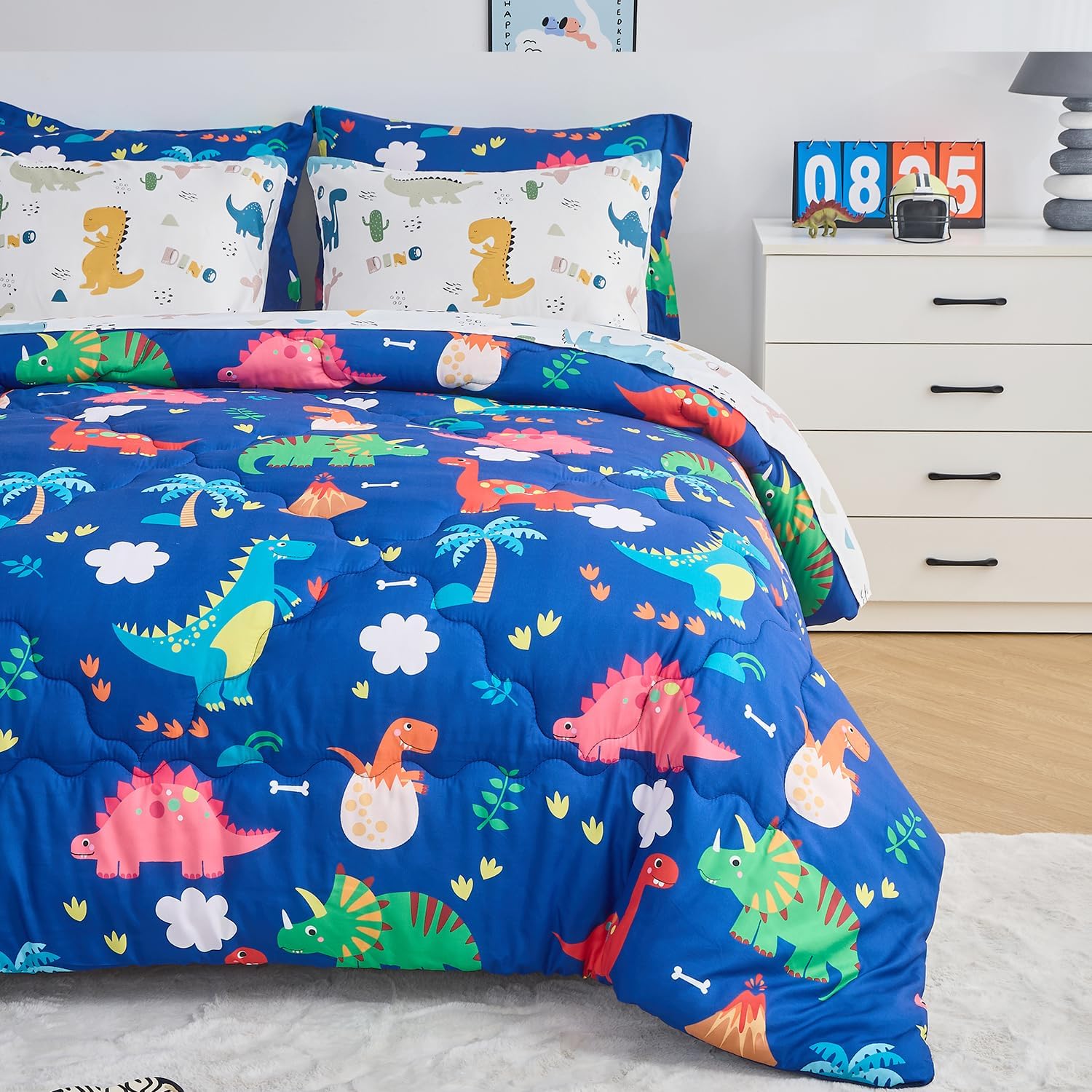 Wajade 7 Piece Dinosaur Comforter Set for Kids