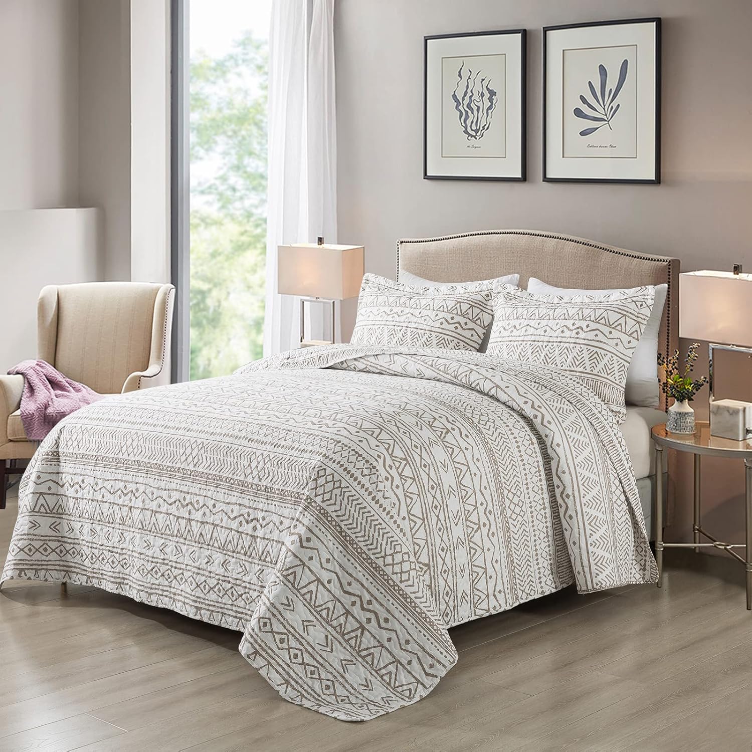 NEWLAKE Reversible Quilt Bedspread Set Queen Size