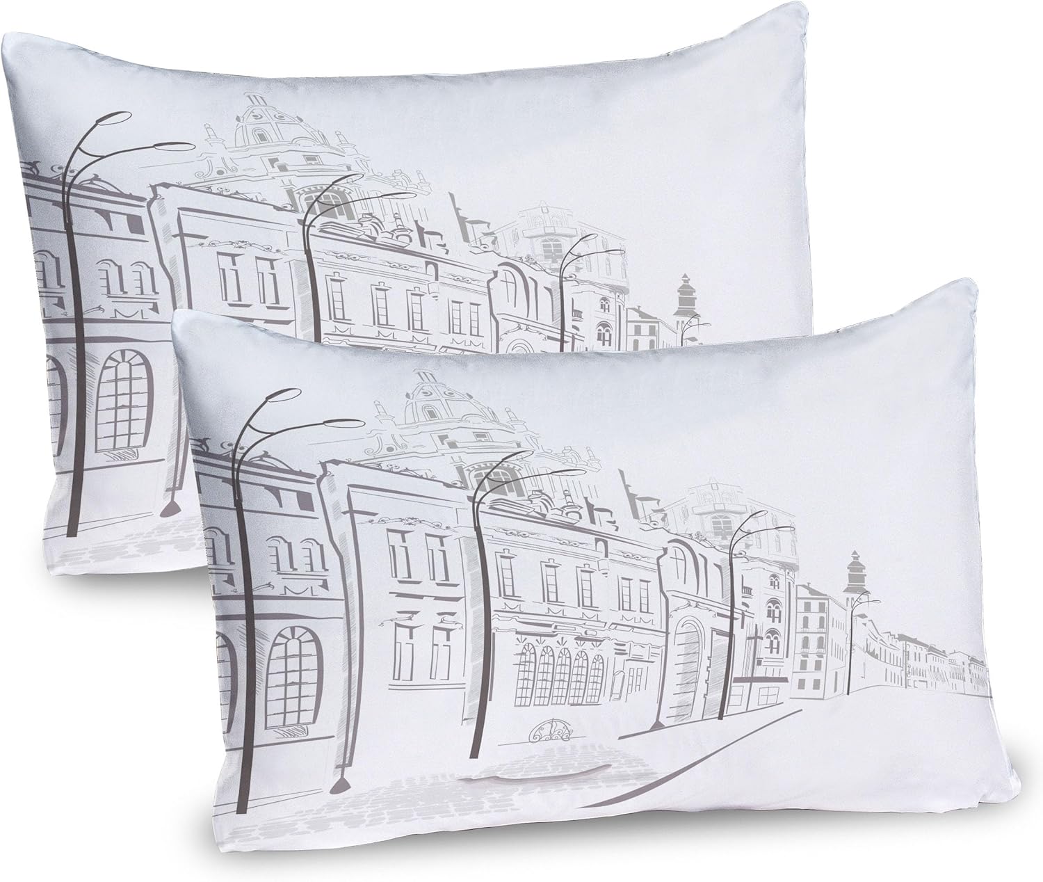 Ambesonne City Pillow Sham Set of 2 Dust White