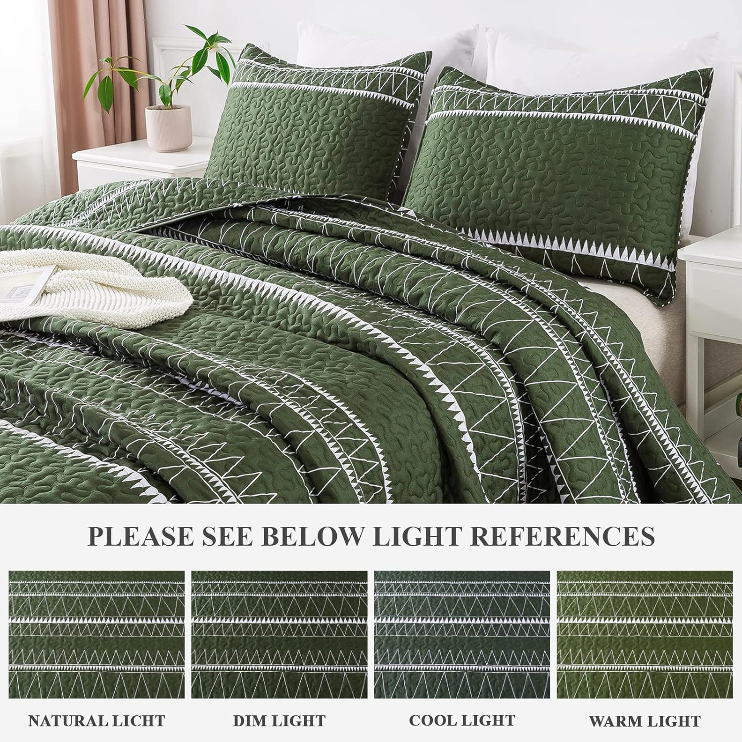 Andency Green Quilt Set California King 3Pcs