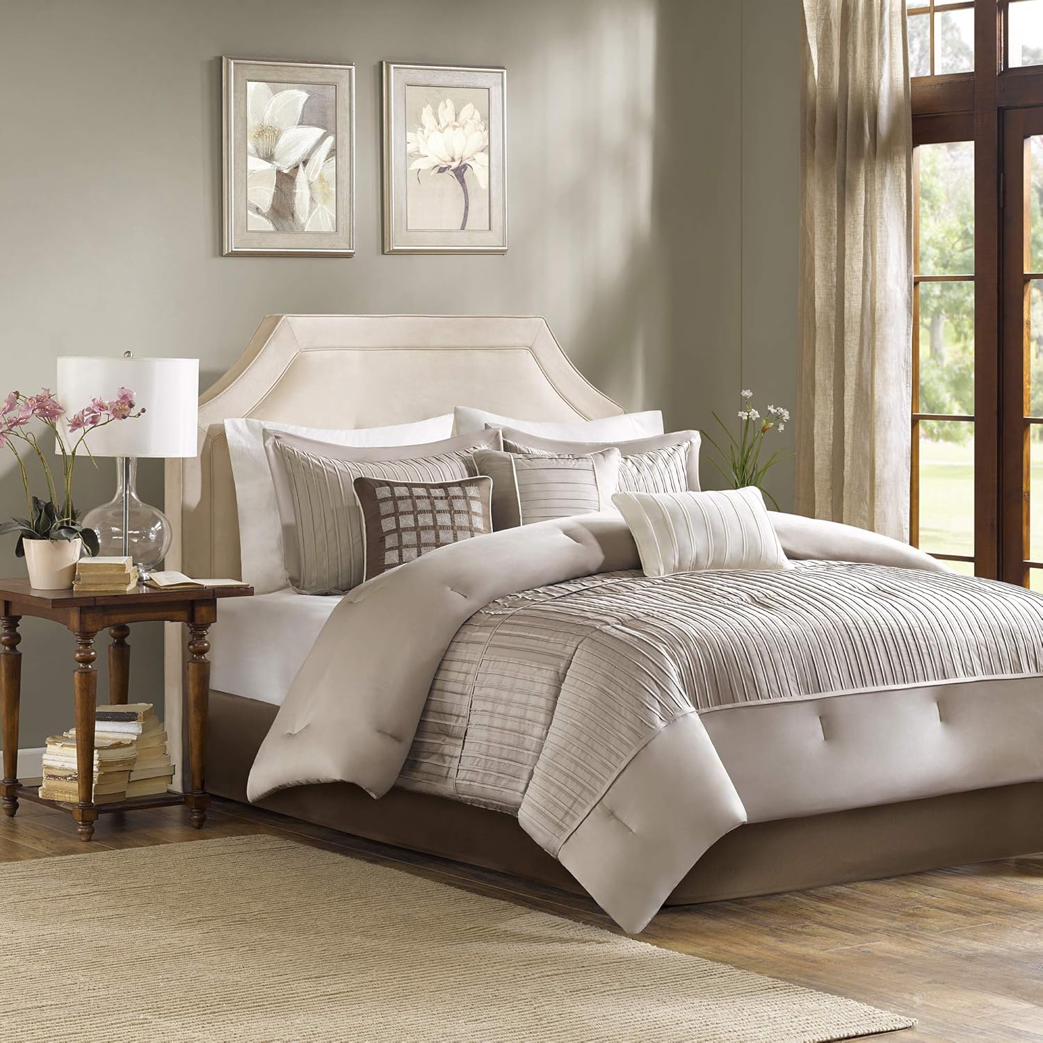 Madison Park Cozy Comforter Set - Taupe King 7 Piece