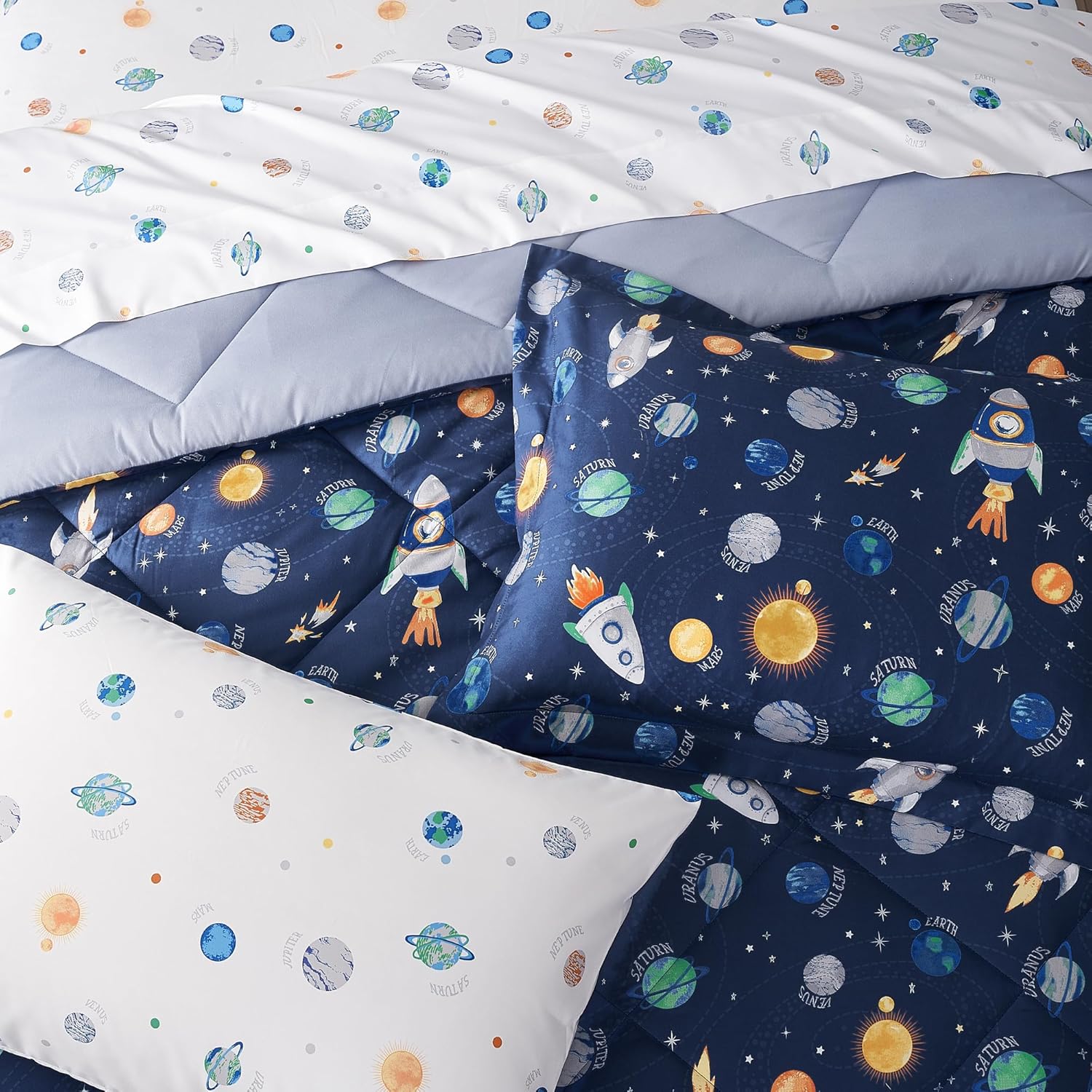 UMCHORD Kids Space Themed Bedding Set - Twin Size 5 Pieces