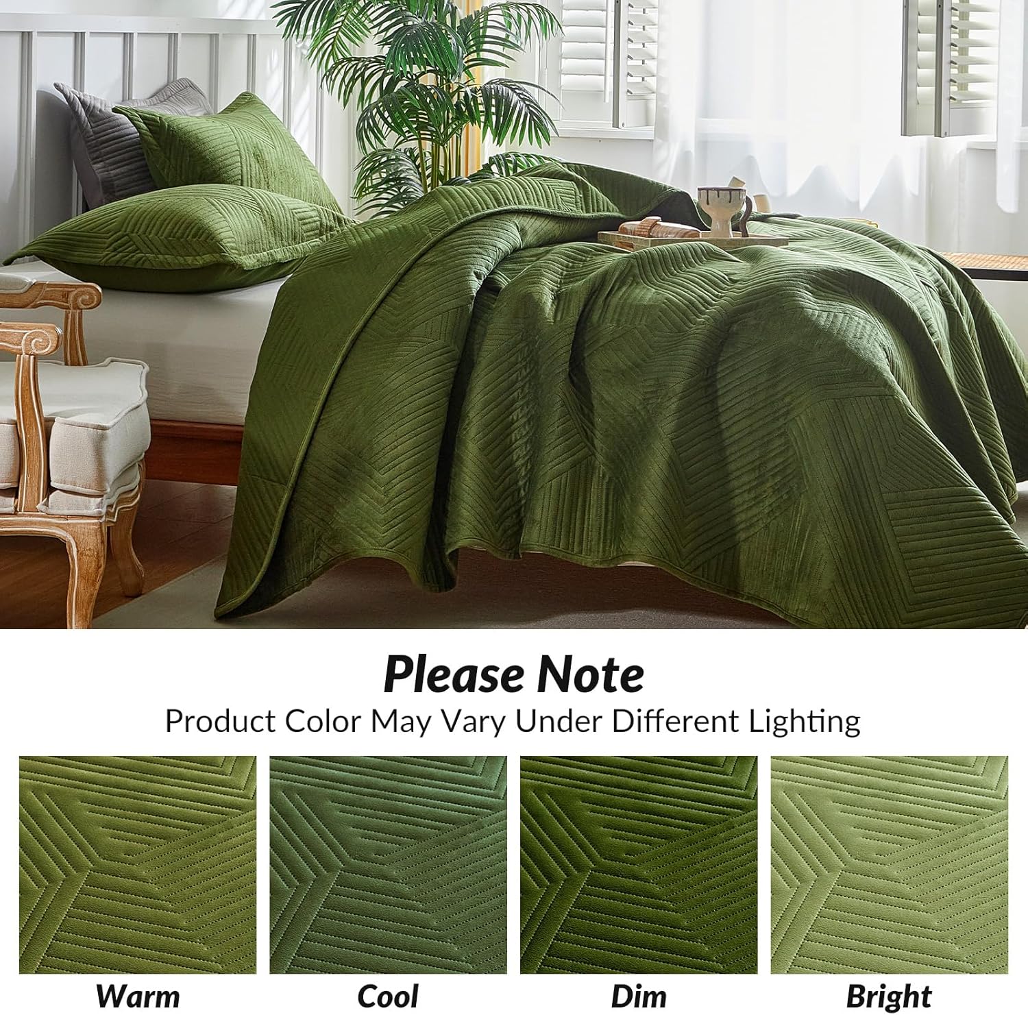 WARMDERN Velvet Quilt Set Queen Size 1