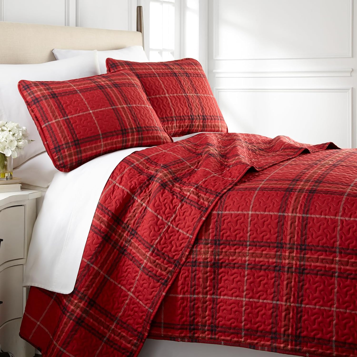 Southshore Fine Living Inc Red Plaid King Quilt Set