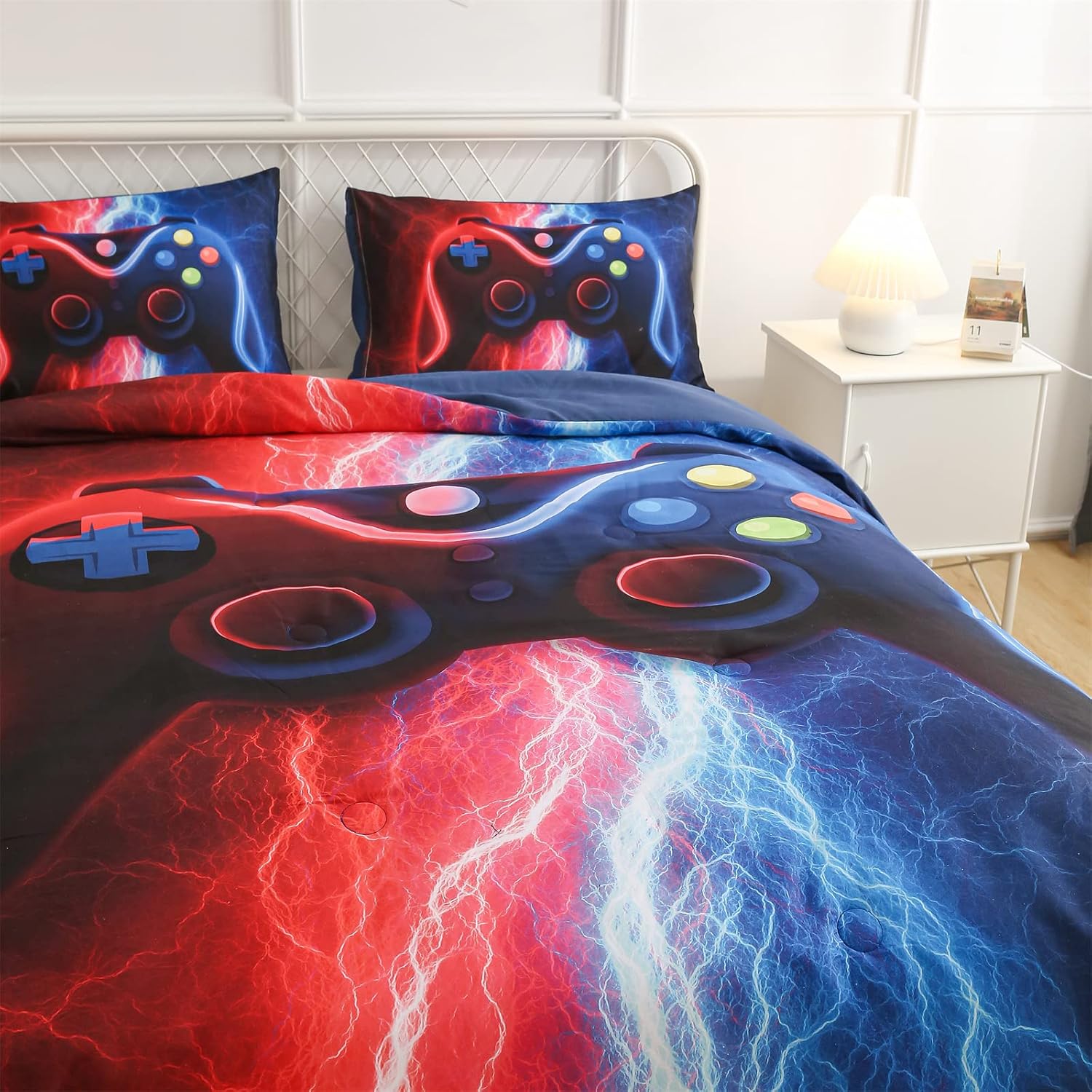 Meeting Story Gamer Bedding Set Queen Red Blue