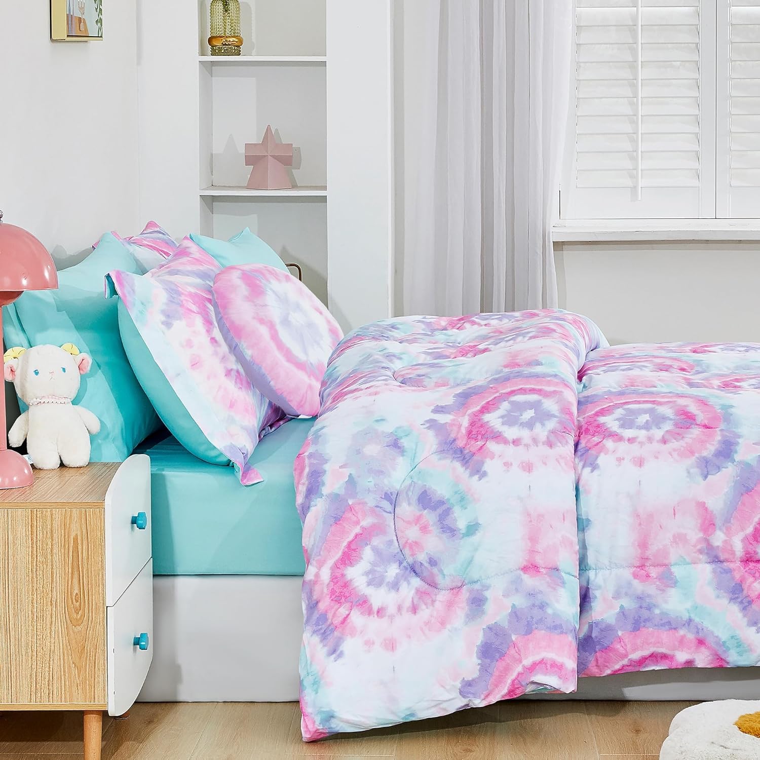 Mooreeke Dark Pink Flower Kids Comforter Set 8 Pieces