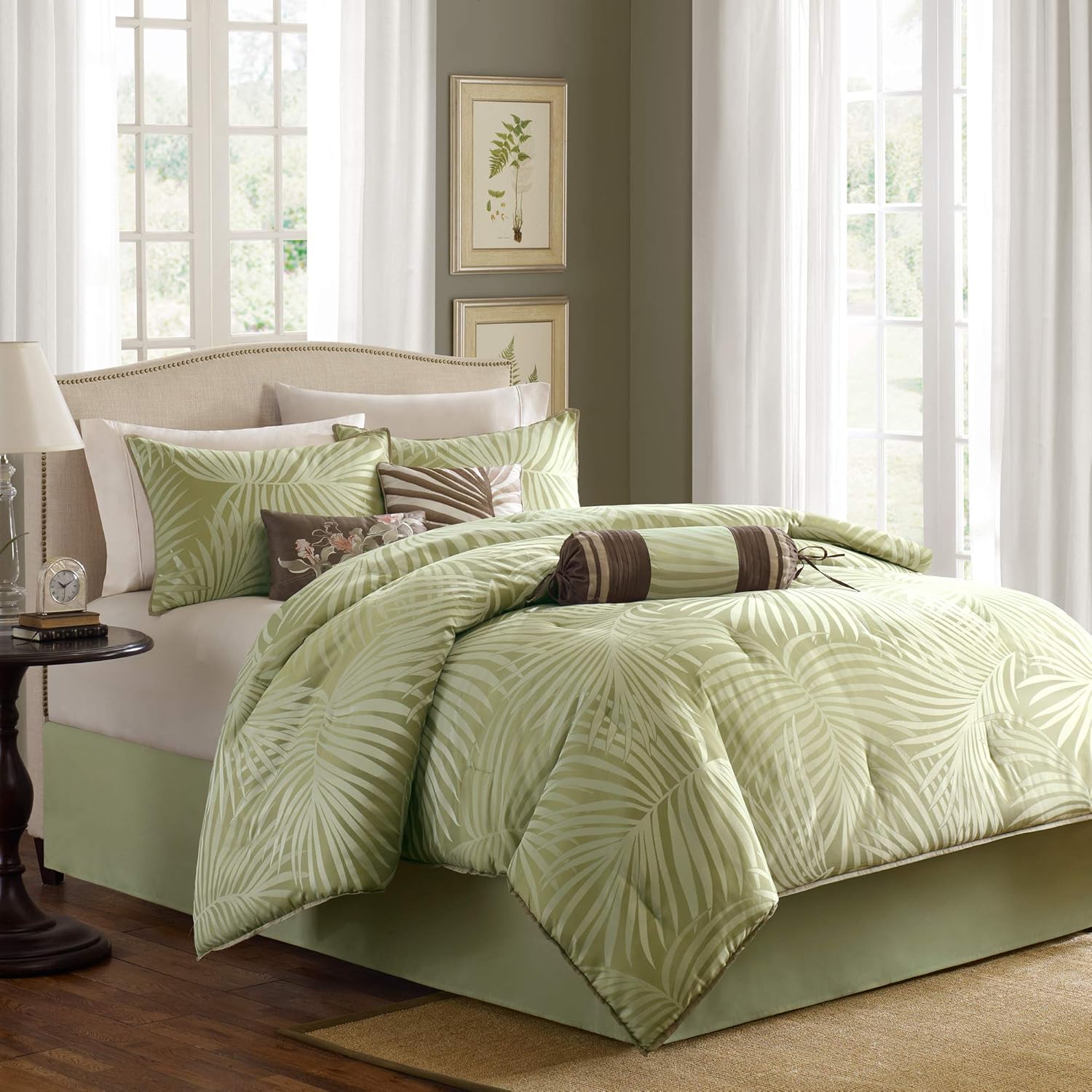 Madison Park Scenic Comforter Set - 7 Piece Olive Green Queen