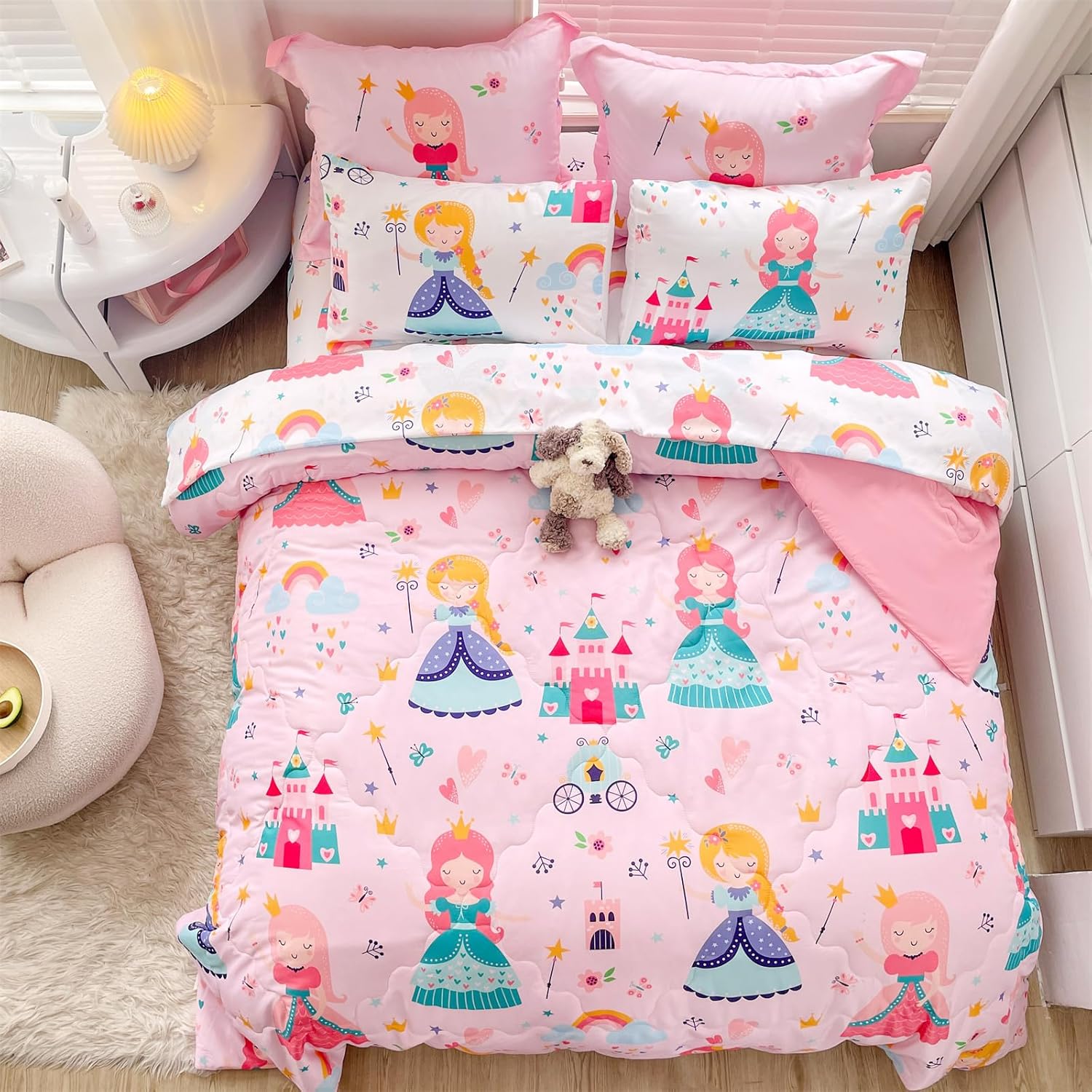 Wajade Kids Princess Comforter Set Queen Size 7 Piece