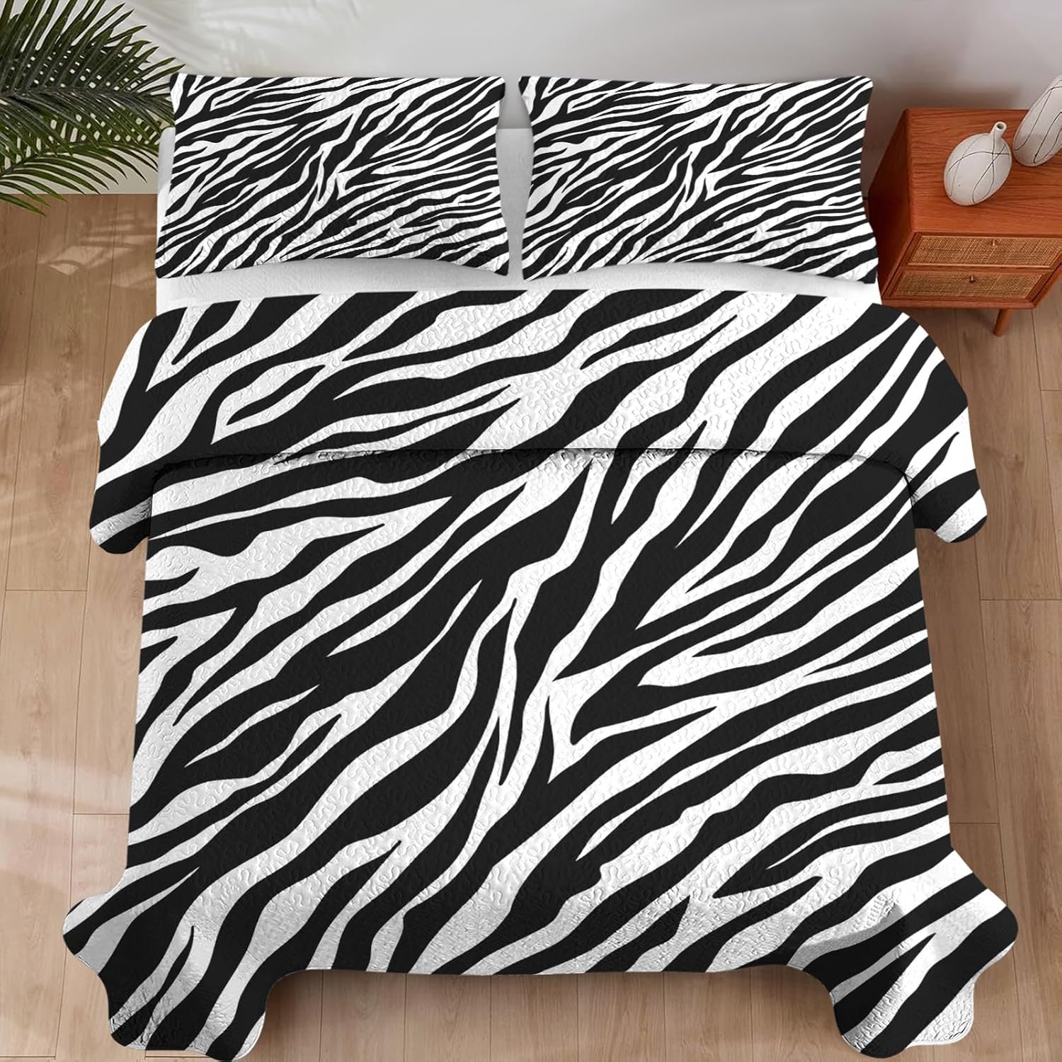 Pamnest Zebra Stripe Quilt Set 3 Pcs Full Queen 1