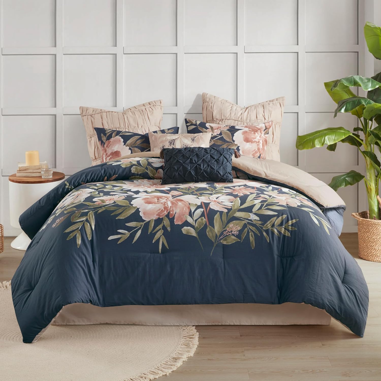 Madison Park Camillia Queen Navy 8 Piece Comforter Set