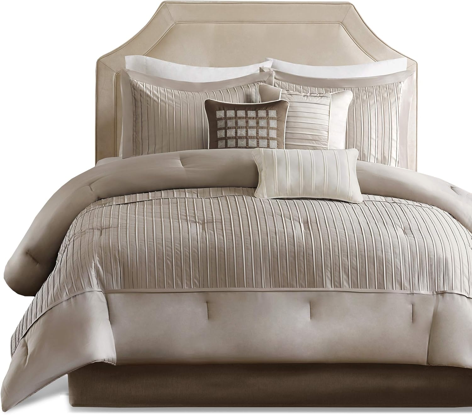 Madison Park Cozy Comforter Set - Taupe King 7 Piece