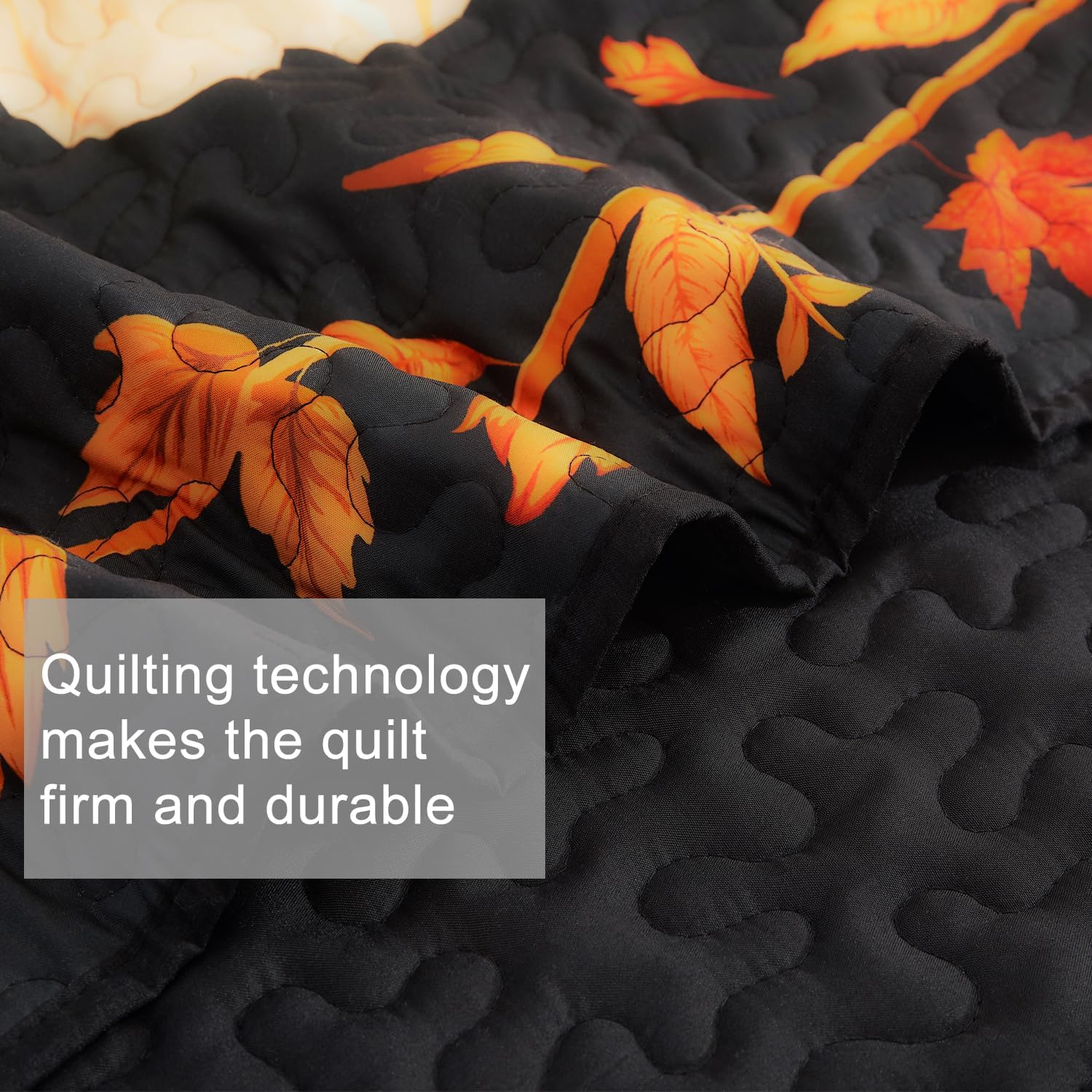 EVEHUG Black Sunflower Reversible Quilt Set Queen Size