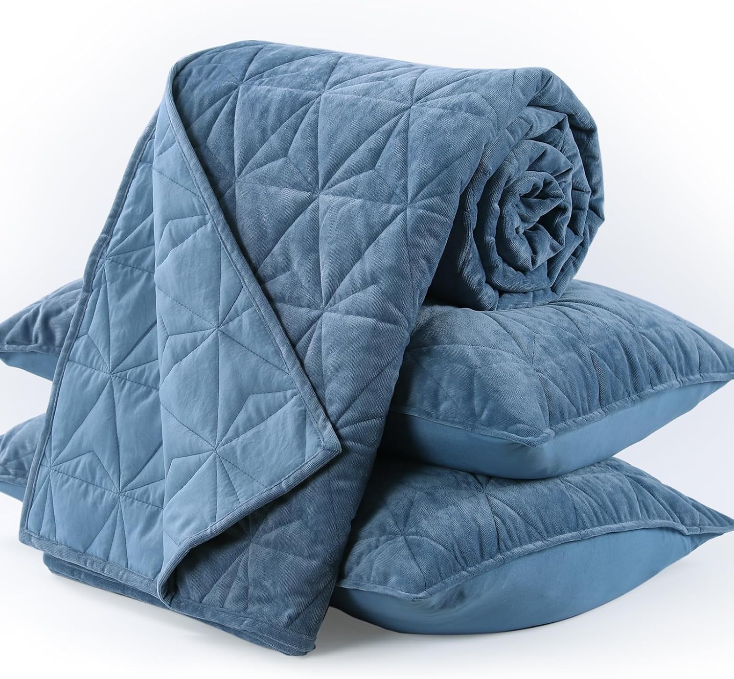 KASENTEX Velvet Queen Quilt Set with 2 Pillow Shams