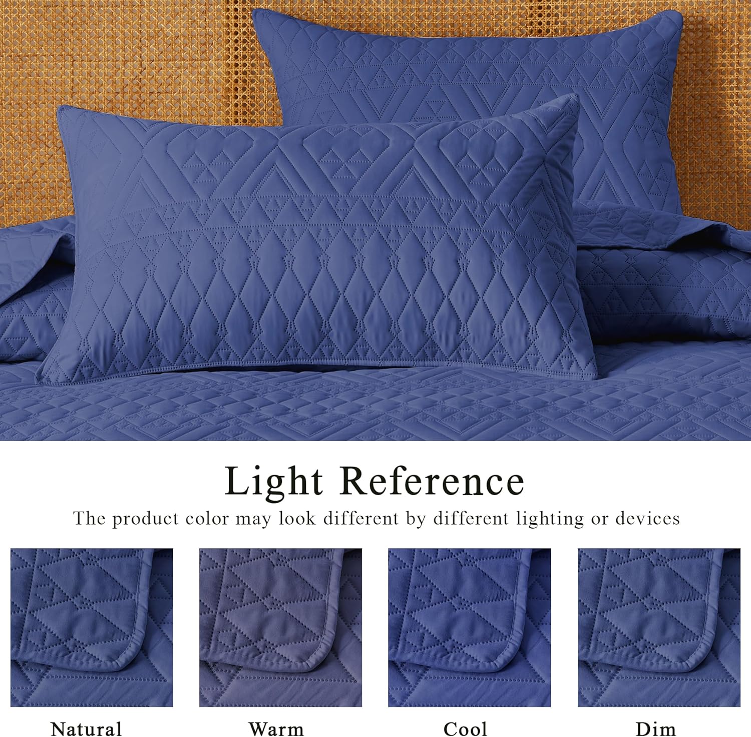 Akkialla KingCal King Quilt Bedding Set Navy Blue