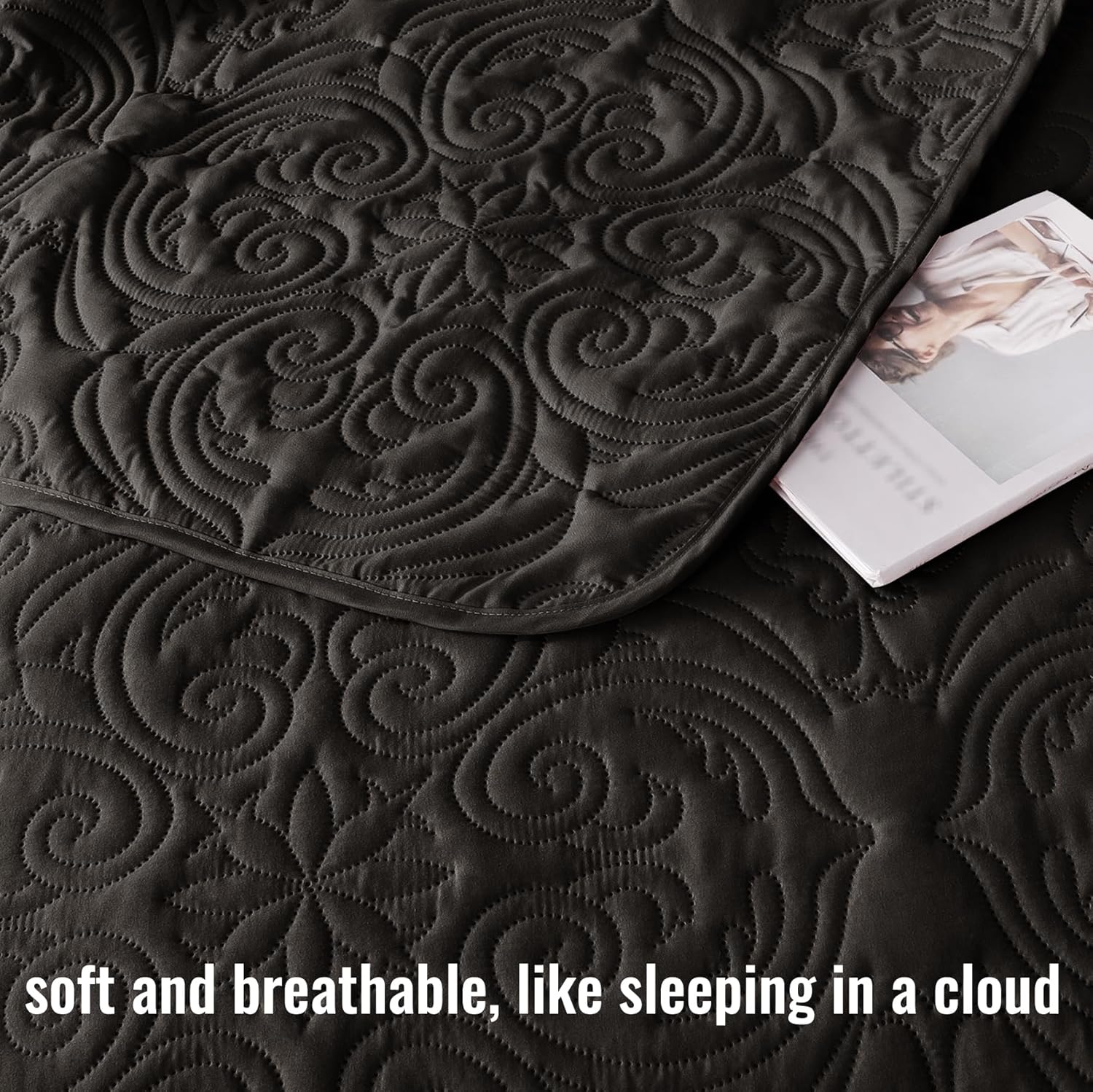 Exclusivo Mezcla Quilt Set Full Queen 90x96 Black