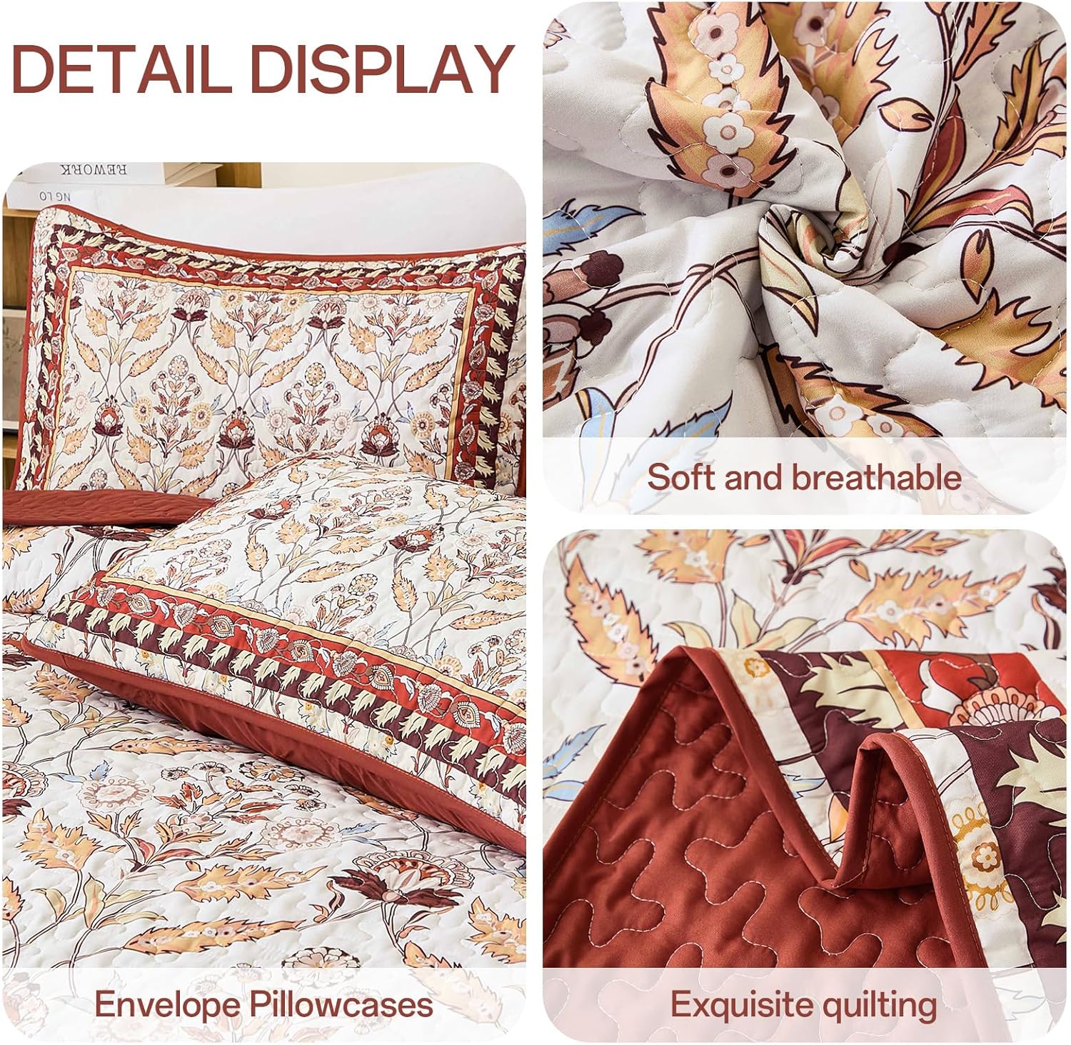 DJY King Size Quilt Set with Pillowcases