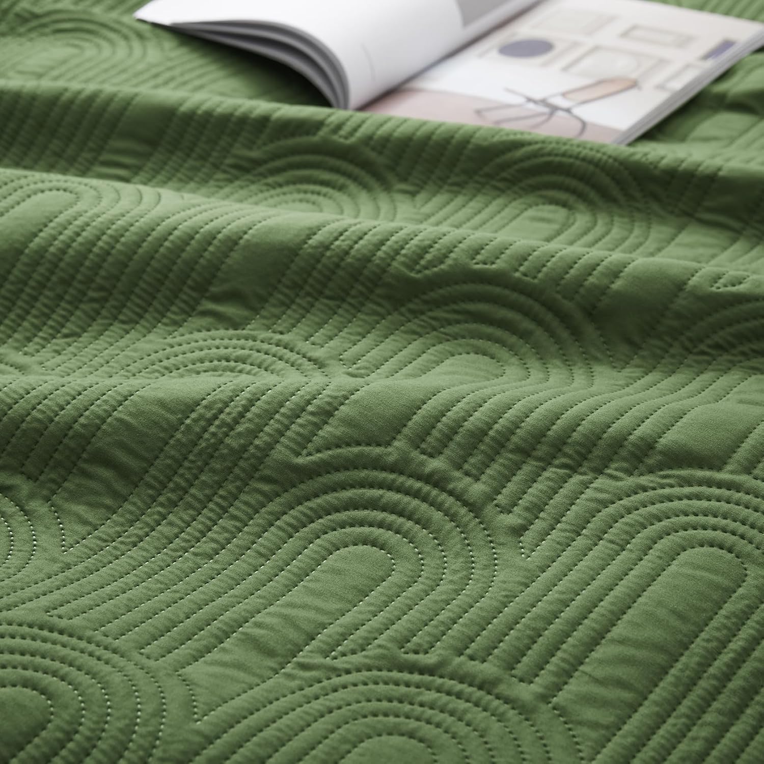 Lavsiry Quilt Set King Size Olive Green