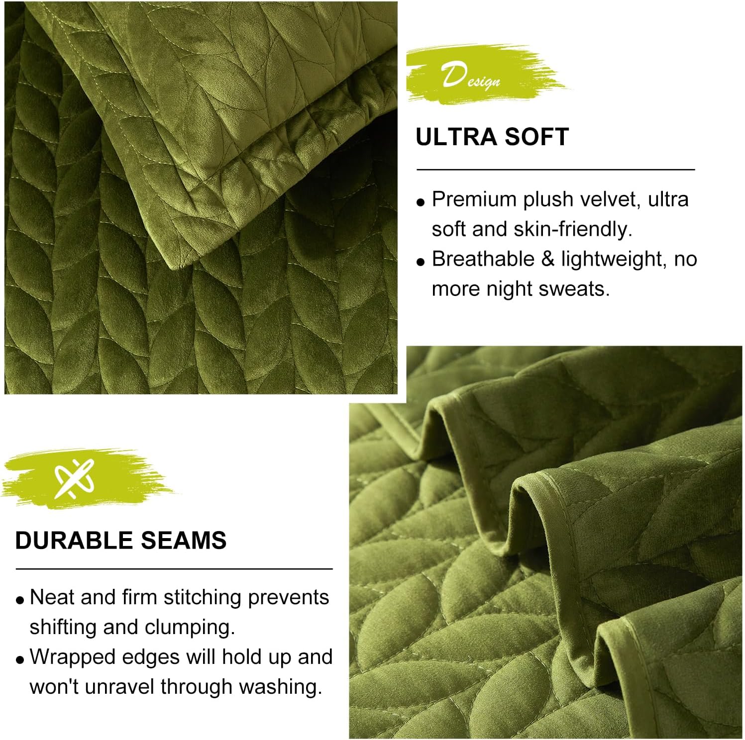 Ivellow Velvet Quilt Set Queen Size 3Pcs Luxury Comforter Bedspread