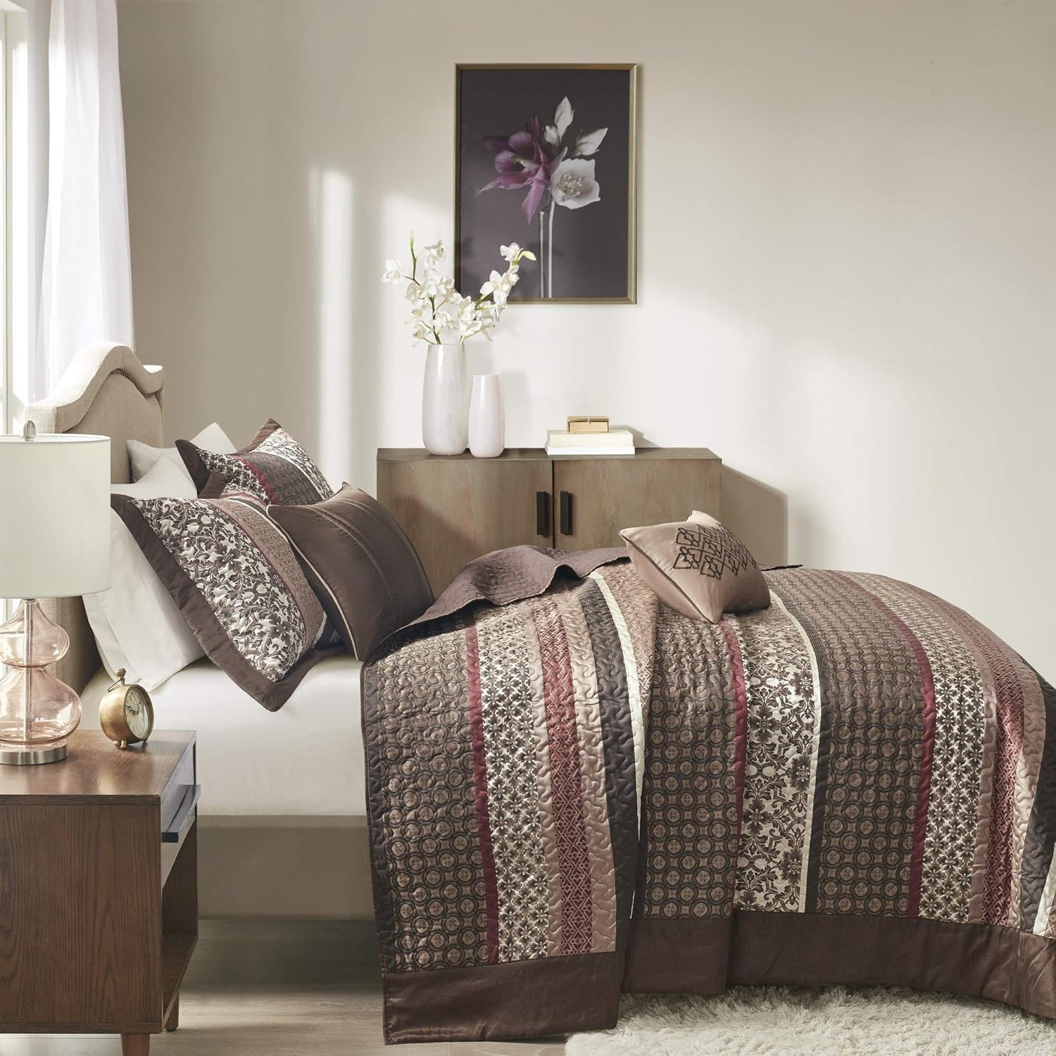 Madison Park Princeton Reversible Bedspread Set Red 5 Piece King