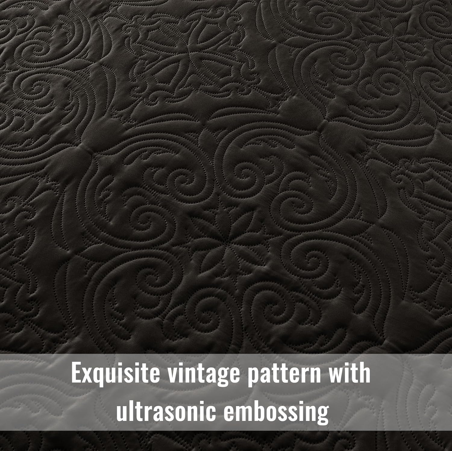 Exclusivo Mezcla Quilt Set Full Queen 90x96 Black