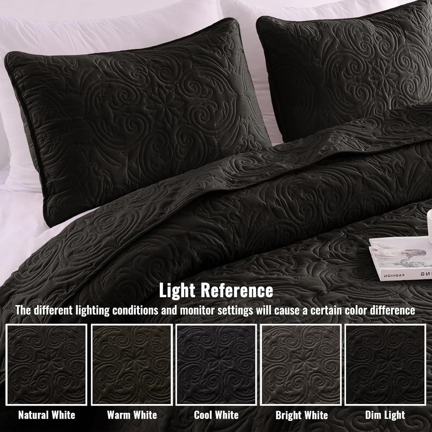 Exclusivo Mezcla Quilt Set Full Queen 90x96 Black