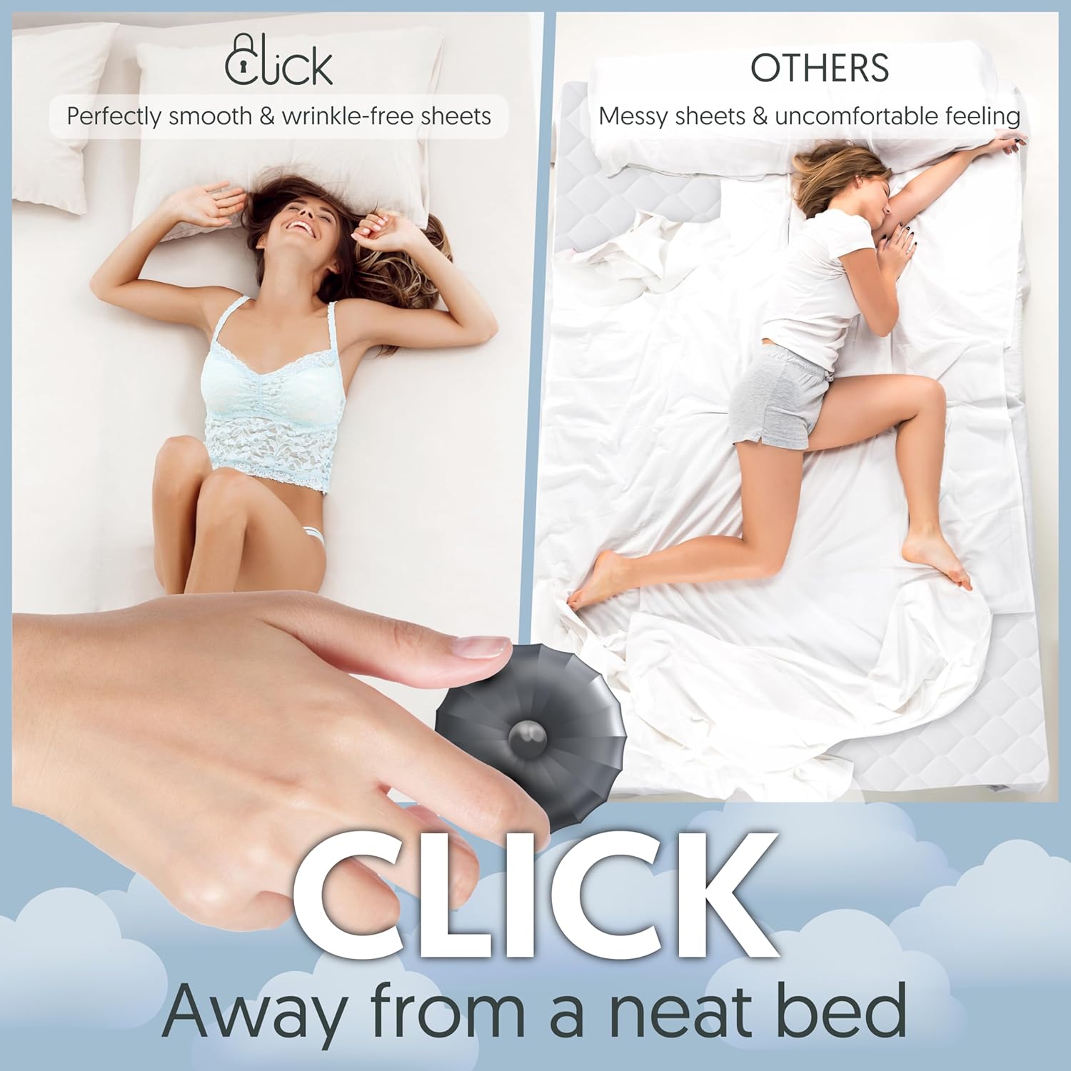 Click Bed Sheet Straps Clips - Keep Sheets Firm Tight
