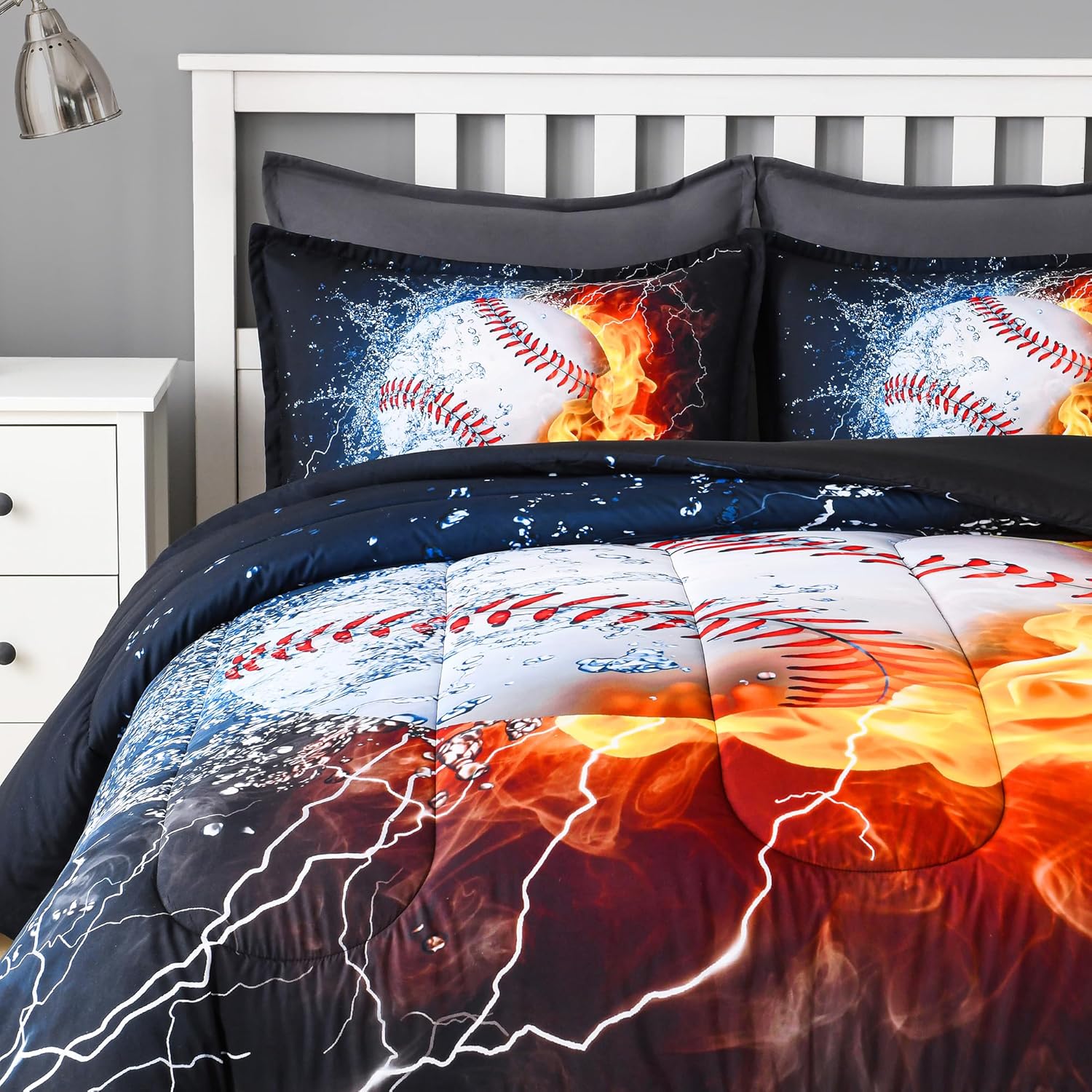 Andency 3D Baseball Comforter Twin Set 2Pcs