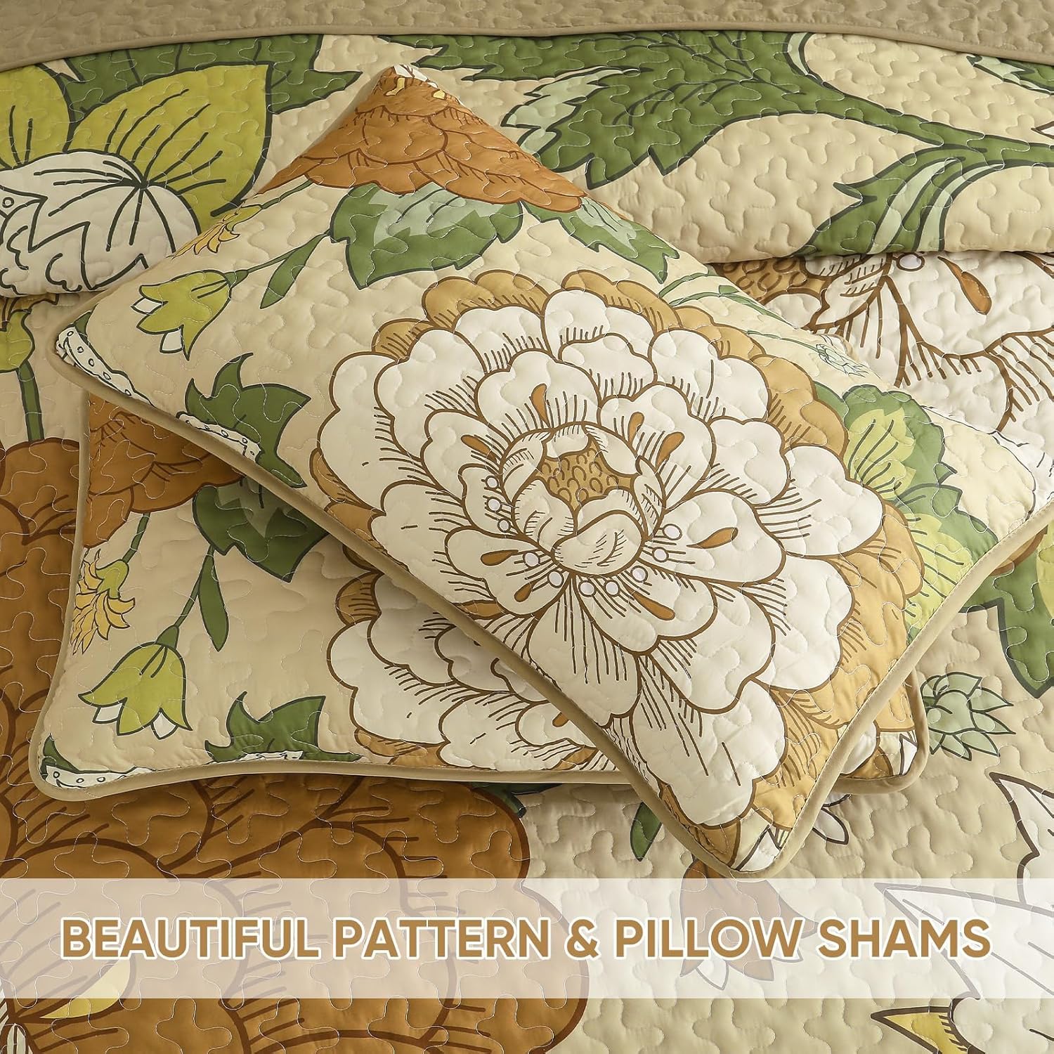 DJY Boho Floral Quilt Set King Size