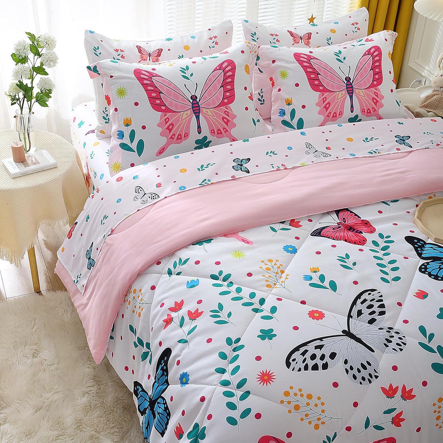 Butterfly Comforter Set Twin 7 Piece Kids Bedding