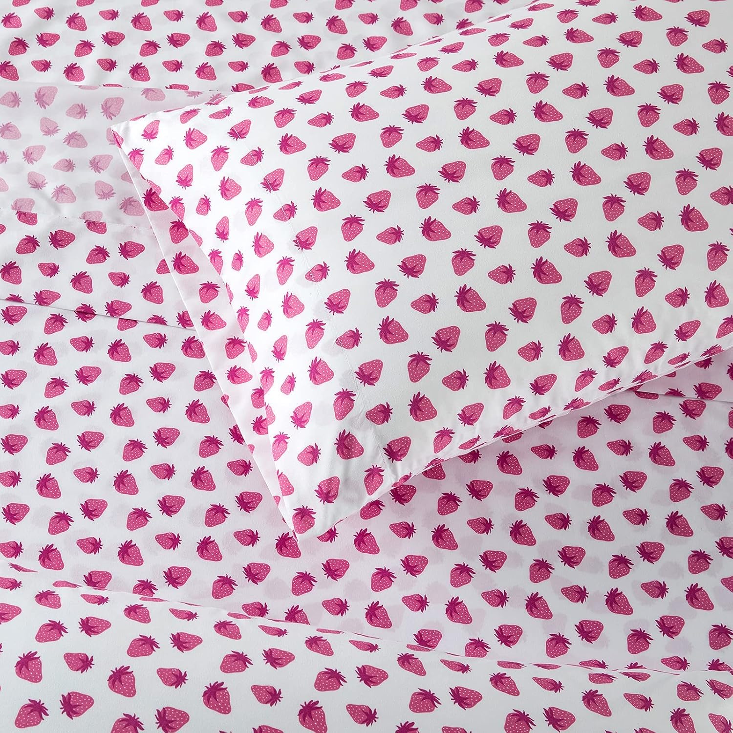 Vonty Kids Twin XL Sheet Set Strawberry Pattern