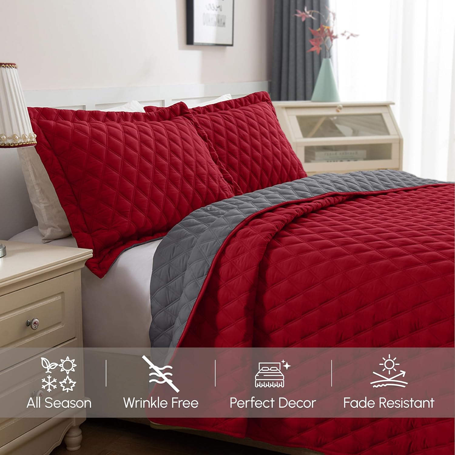 Elegant Comfort 3-Piece Reversible Quilt Set - Twin XL