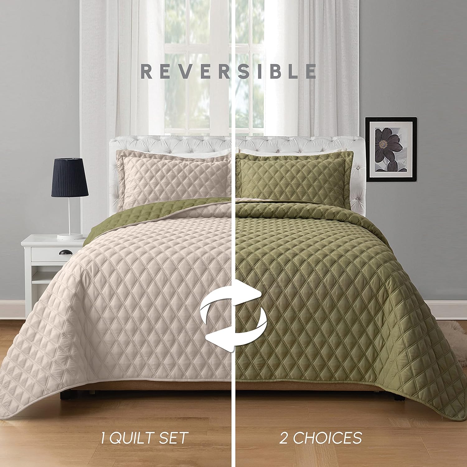 Elegant Comfort Reversible Quilt Set with Pillow Shams