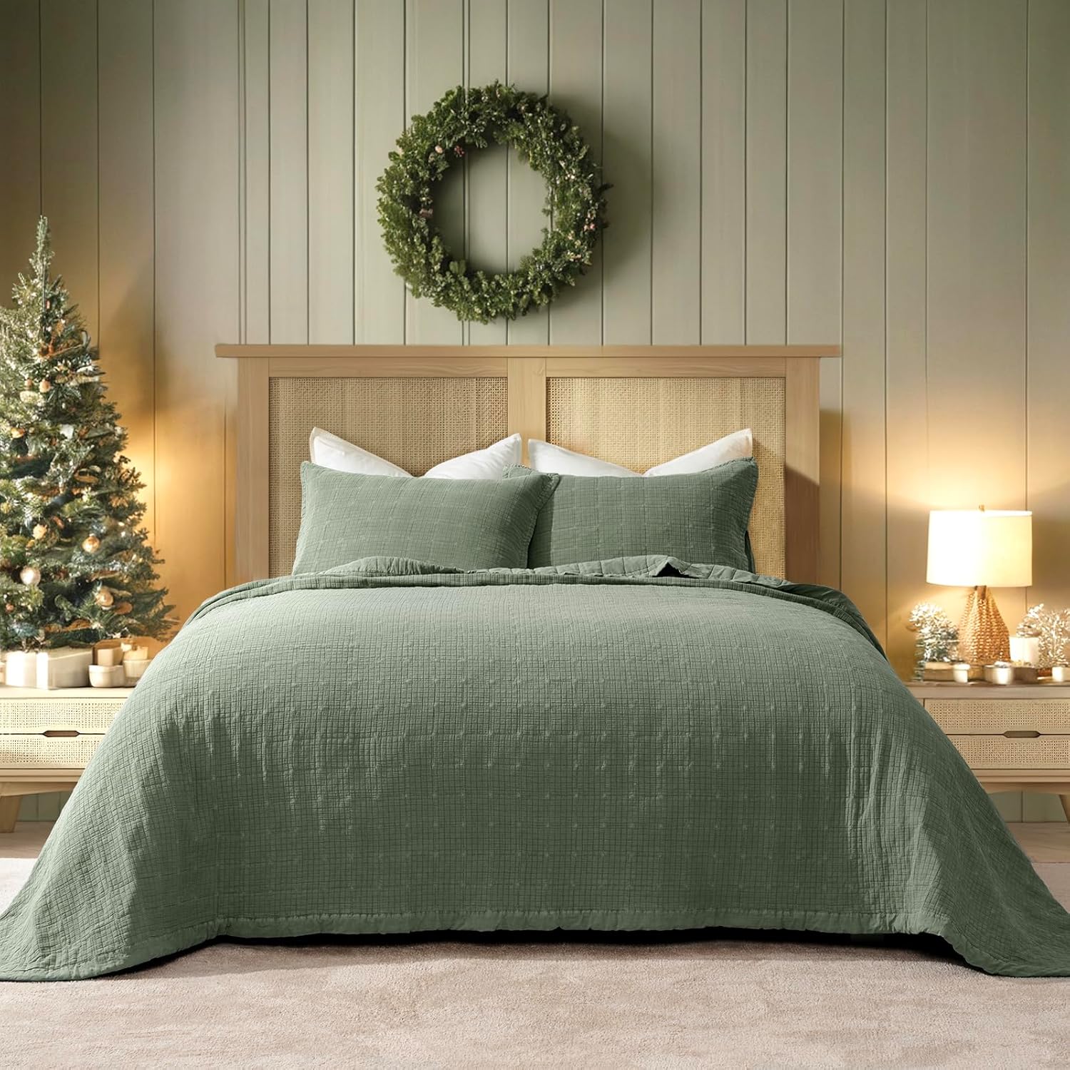 EVERGRACEHOME Stonewashed Cotton Quilt Set Full Queen