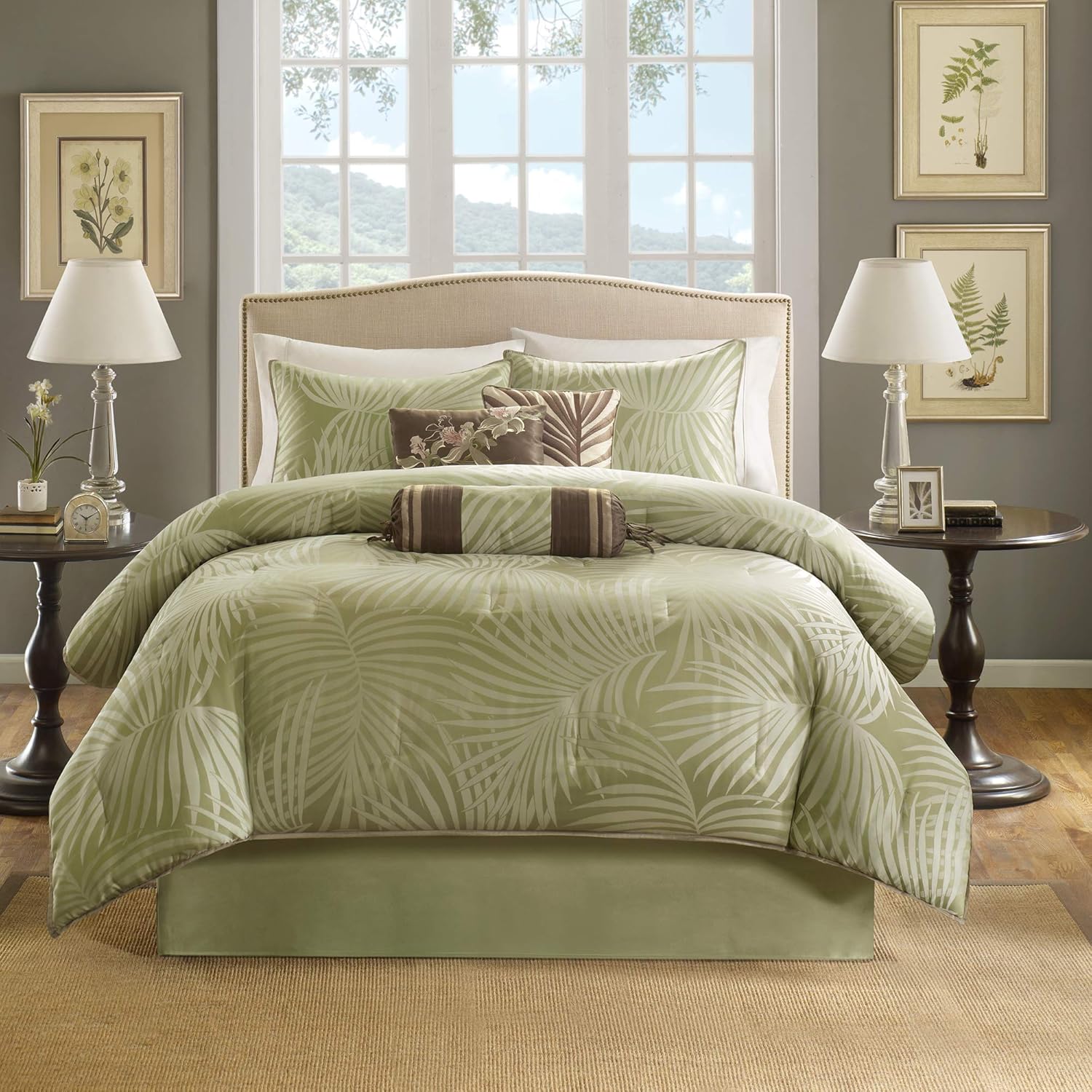 Madison Park Scenic Comforter Set - 7 Piece Olive Green Queen