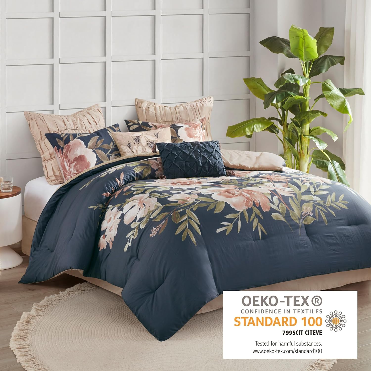 Madison Park Camillia Queen Navy 8 Piece Comforter Set