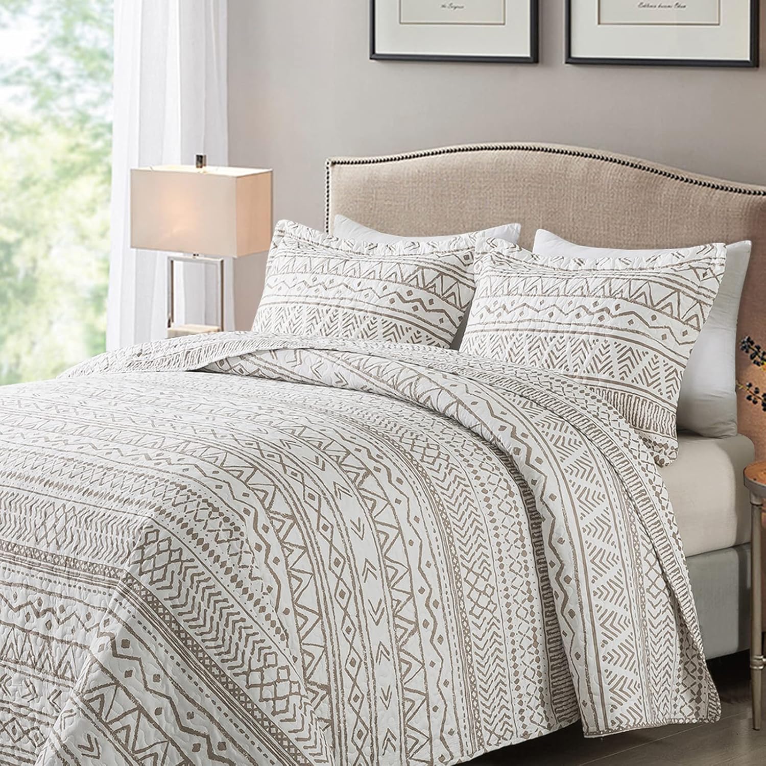 NEWLAKE Reversible Quilt Bedspread Set Queen Size