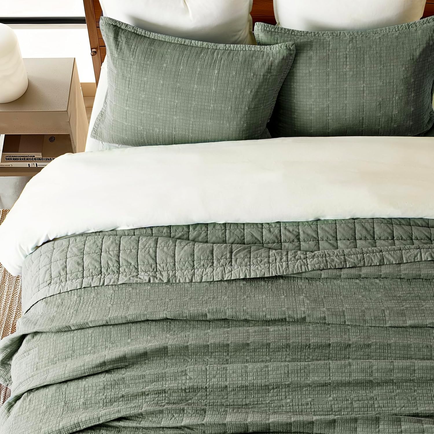 EVERGRACEHOME Stonewashed Cotton Quilt Set Full Queen