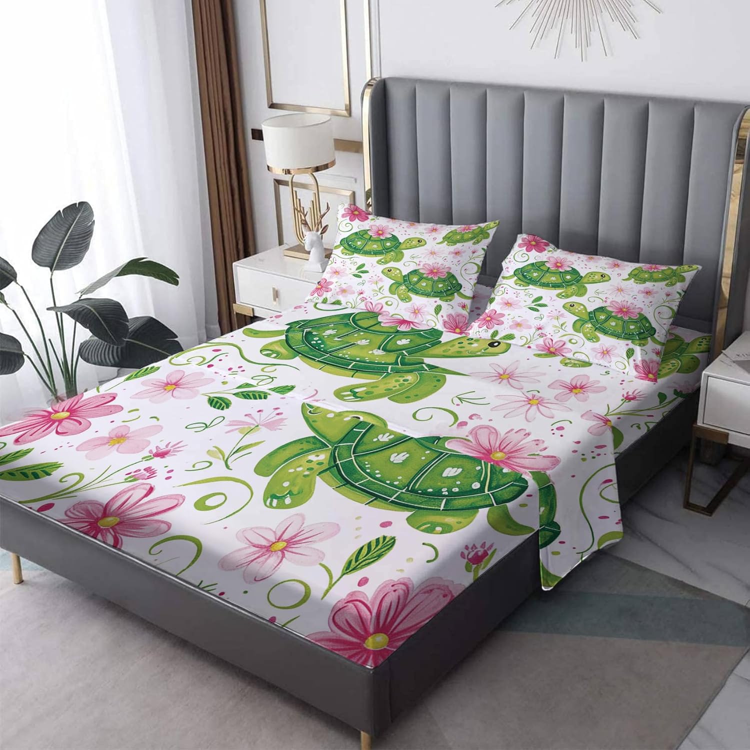 Fizzenobia Turtle Sheets Twin XL Set - Kids Cartoon Bedding