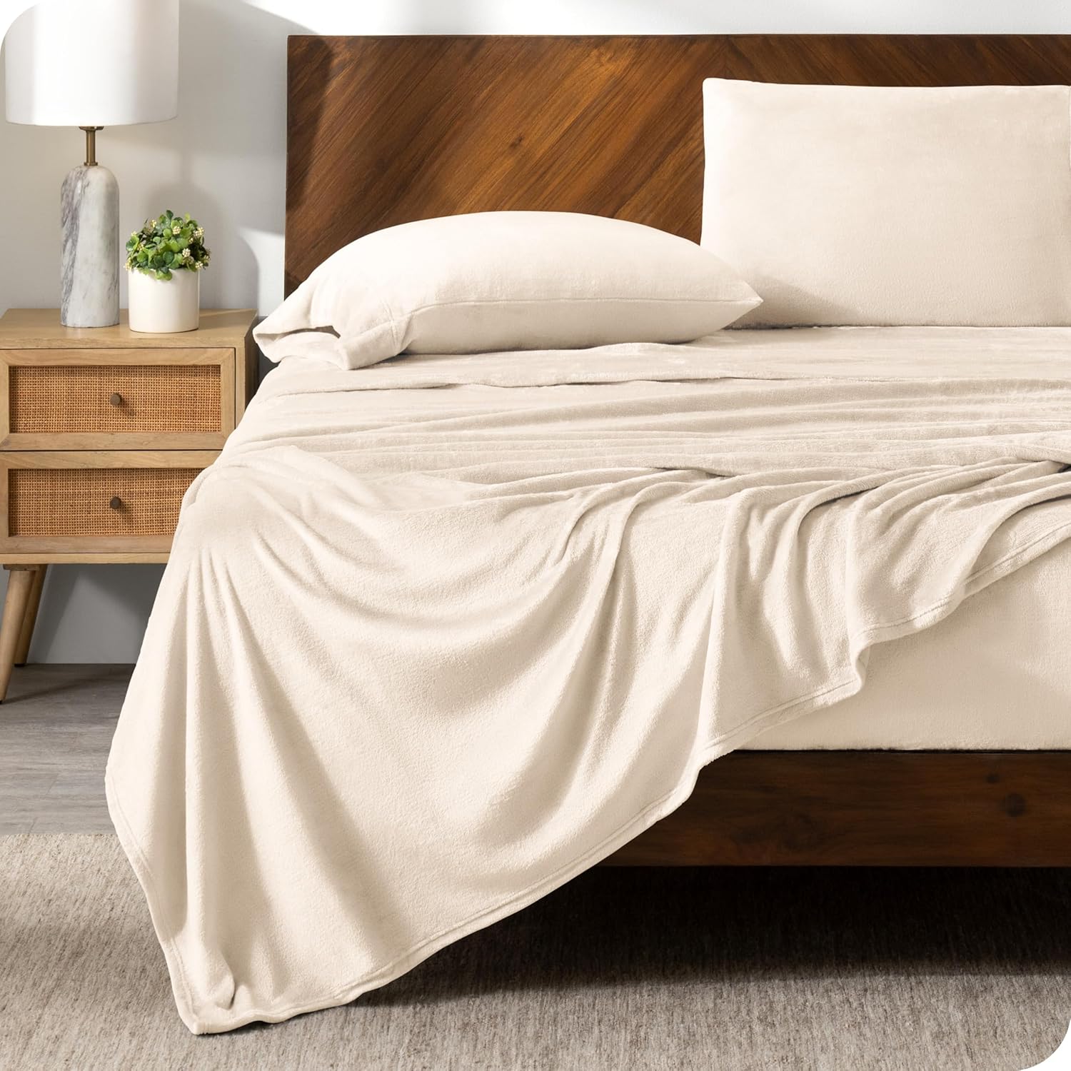 Bare Home Microplush Fleece Sheet Set Twin Sand