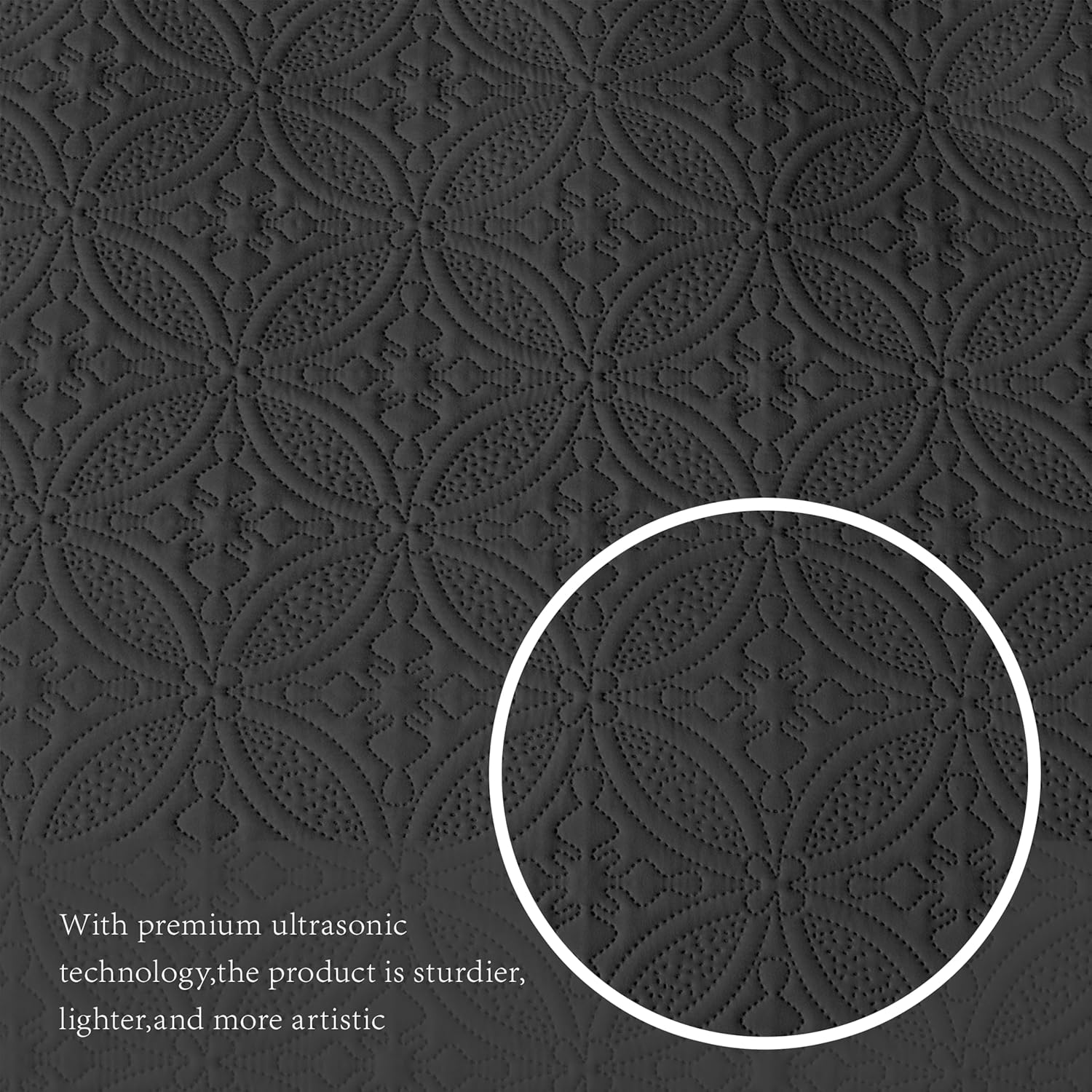 WURUIBO Quilt Set - Black Microfiber FullQueen Bedspread