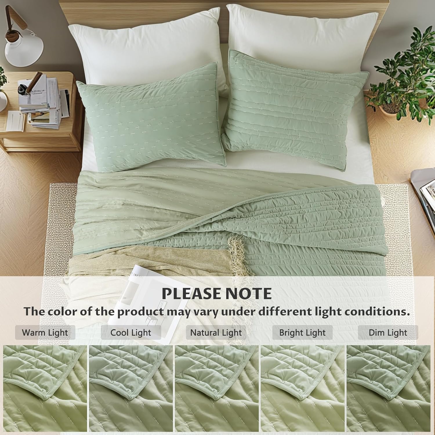 KASENTEX Sage Green Velvet Quilt Set 3 Piece 1