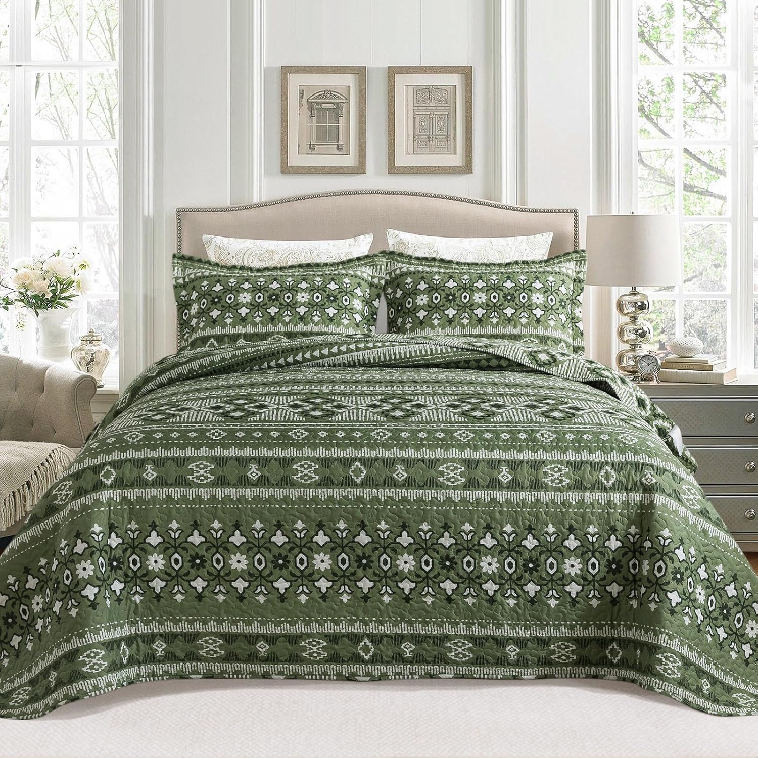 BEDIFANY Boho King Quilt Set 3 Piece 1