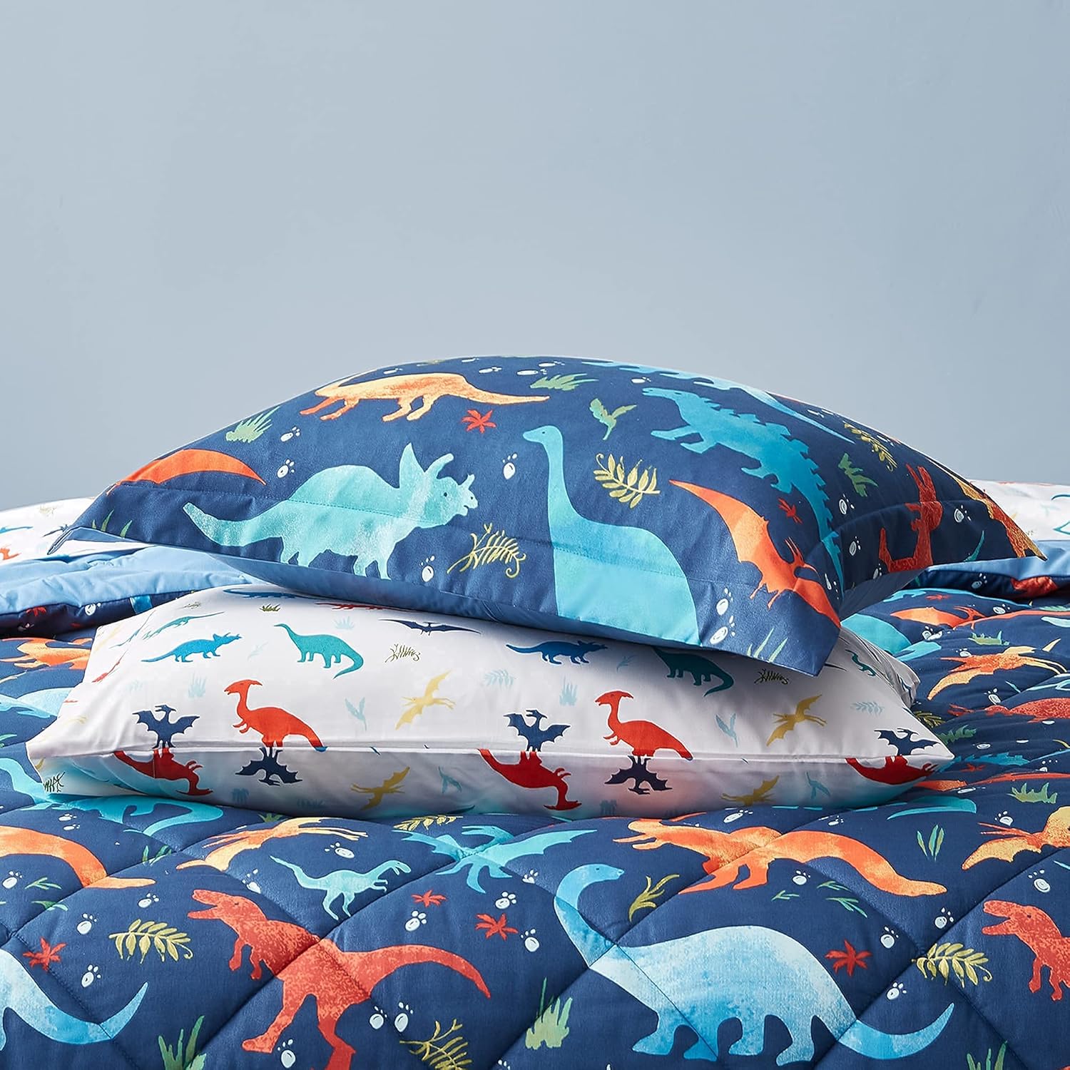 UMCHORD Kids Dinosaur Queen Comforter Set 7 Pc