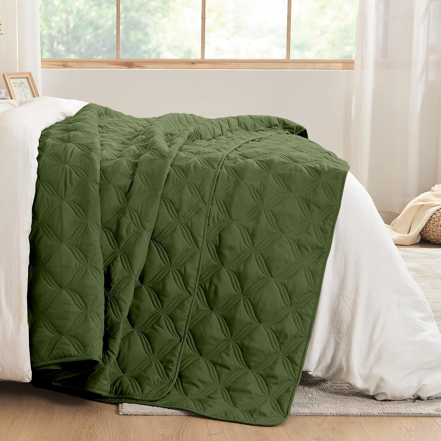 Litanika Super King Olive Green Quilt Set 3 Piece