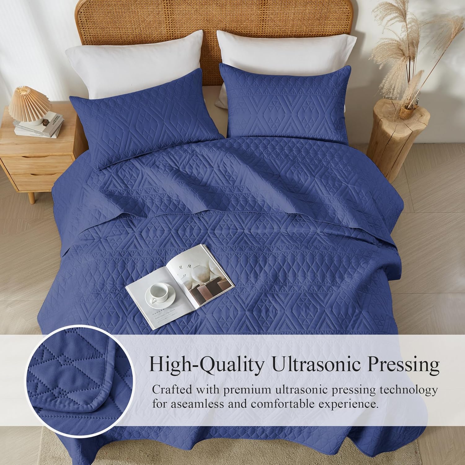 Akkialla KingCal King Quilt Bedding Set Navy Blue