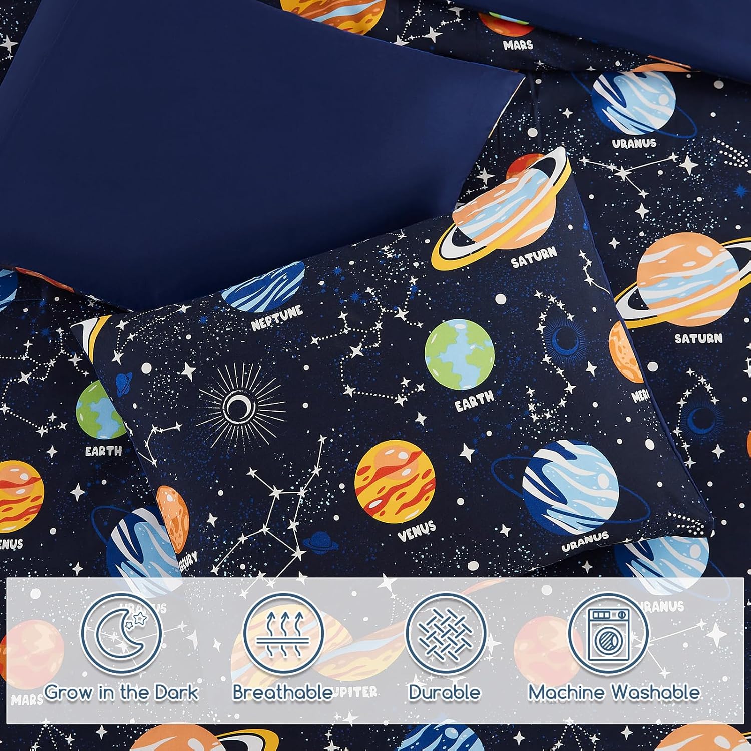 7-Piece Glow in the Dark Comforter Set for Boys
