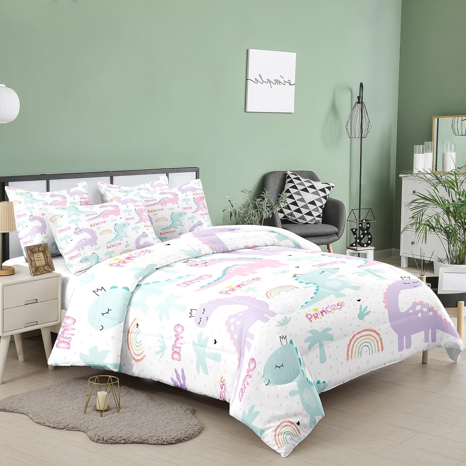 NINENINE Dinosaur Comforter Set for Kids Twin Bedding