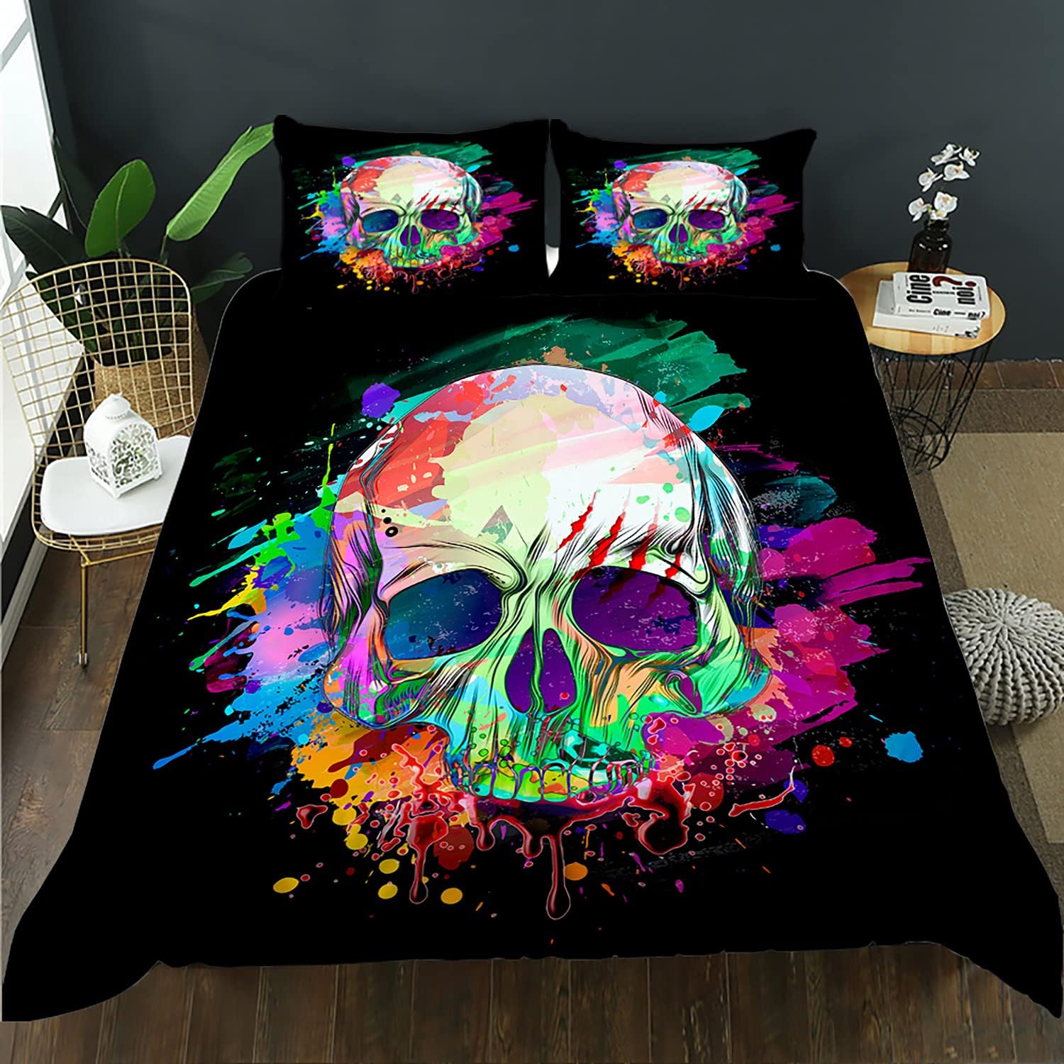 AILONEN Skull Duvet Cover Set Twin Size
